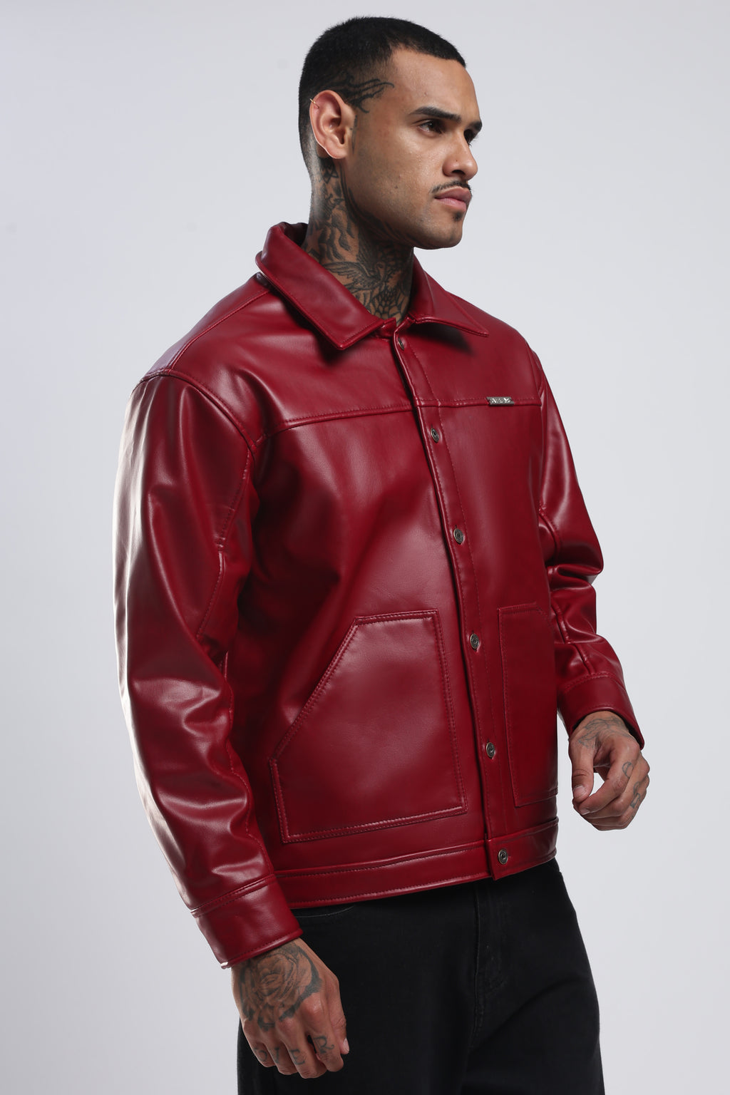 Cherry Drift Faux Leather Jacket