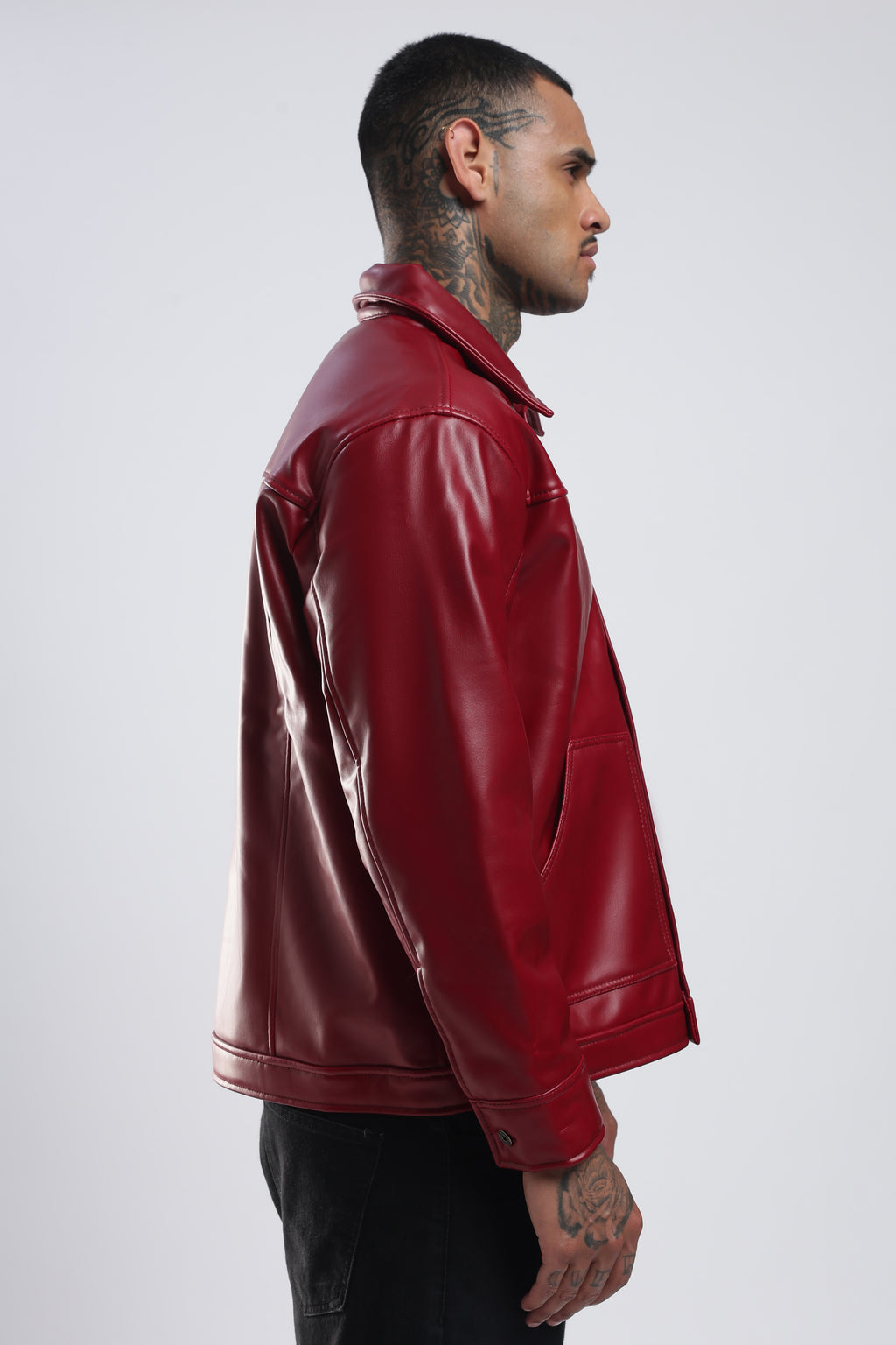 Cherry Drift Faux Leather Jacket