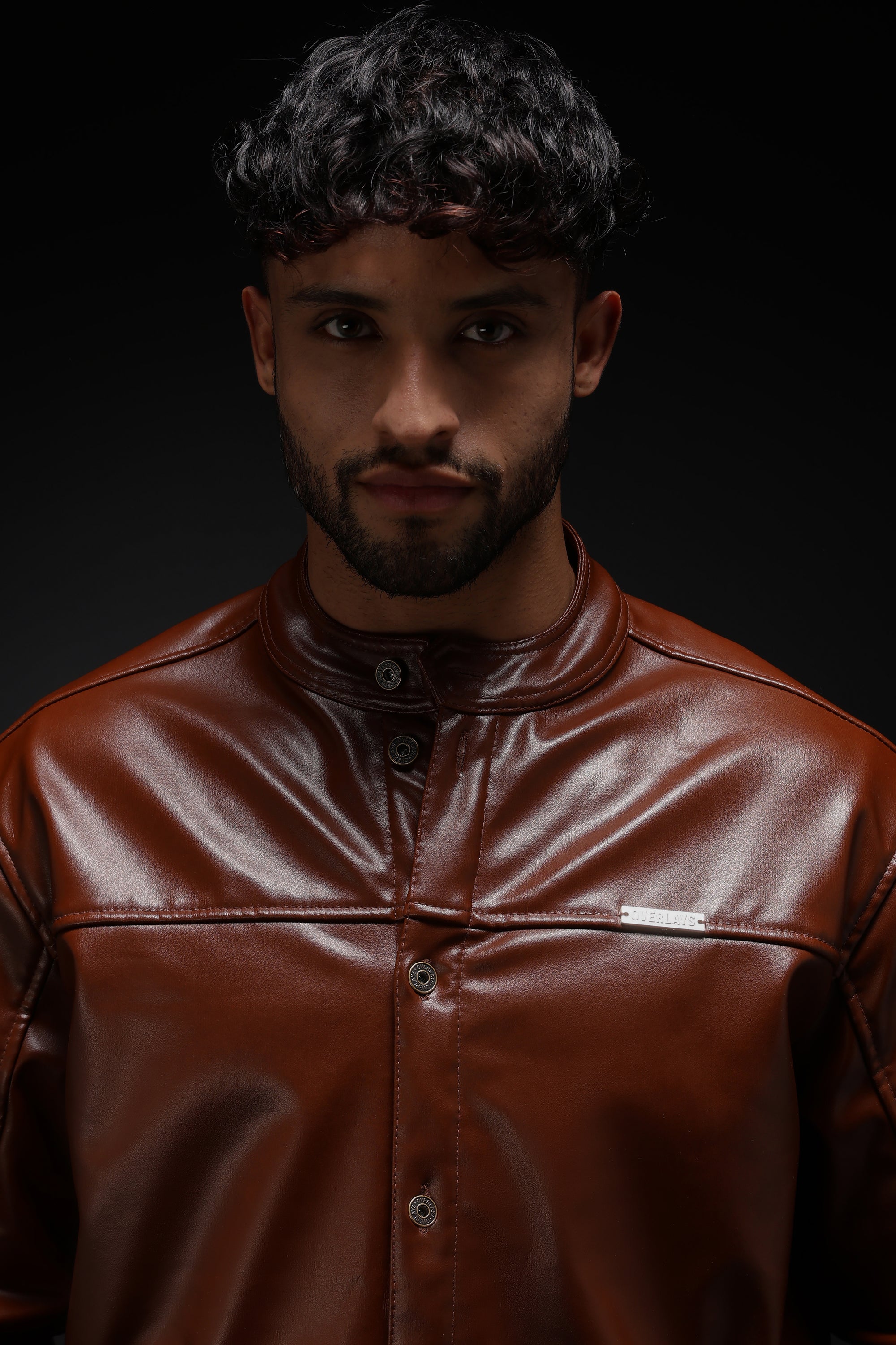 TAN MILER FAUX LEATHER JACKET