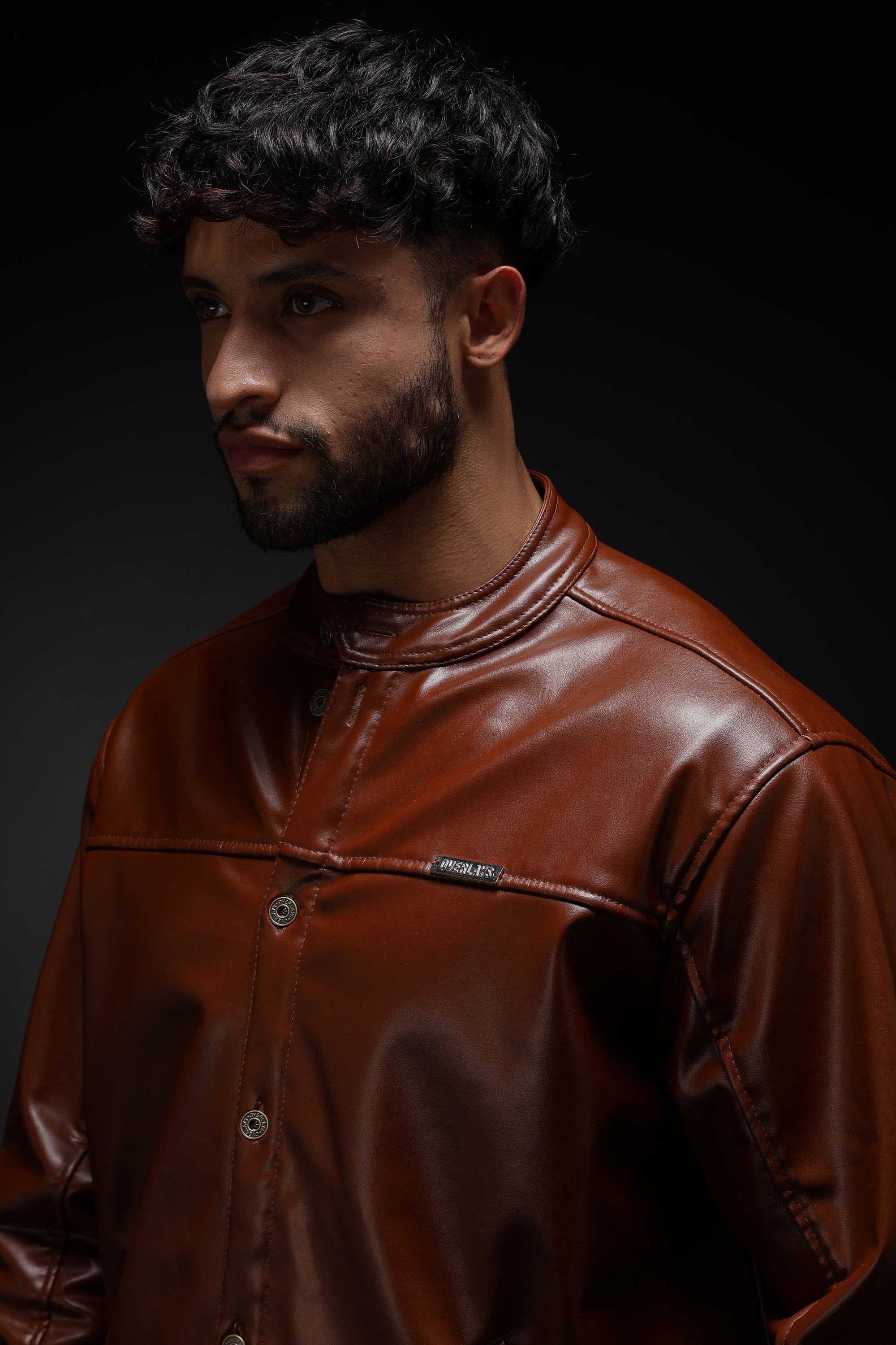 TAN MILER FAUX LEATHER JACKET