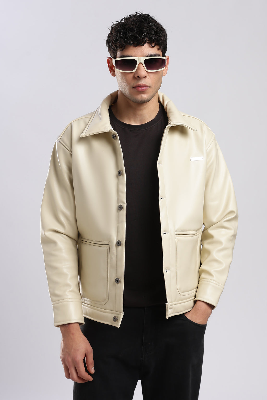 Fawn Drift Faux Leather Jacket