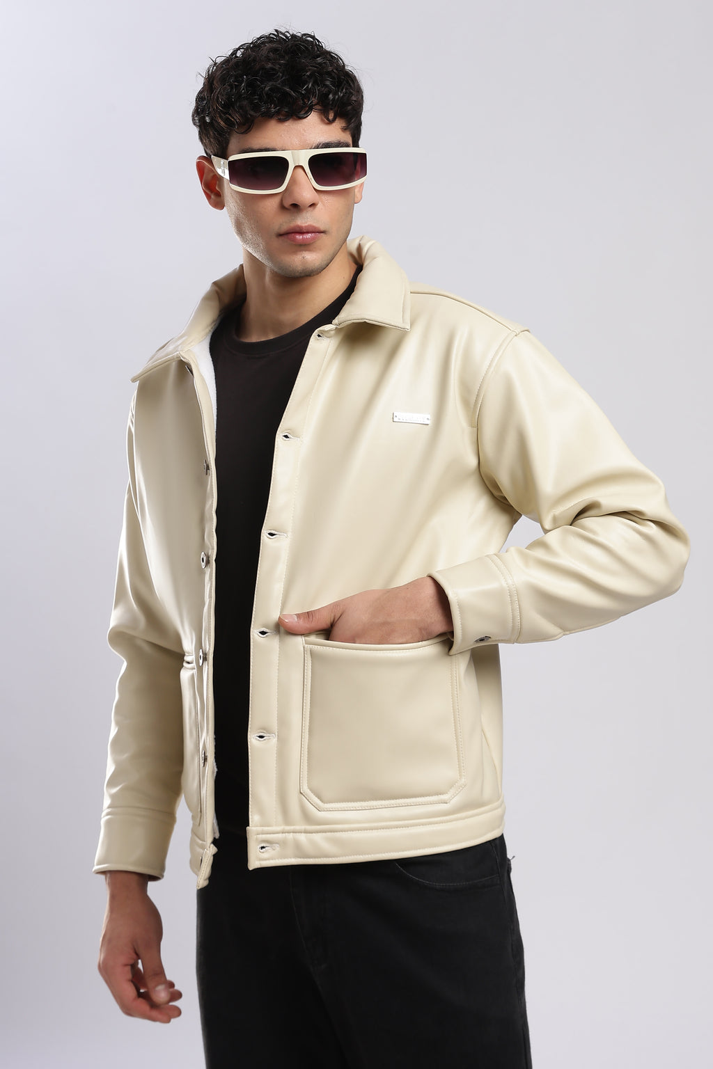 Fawn Drift Faux Leather Jacket