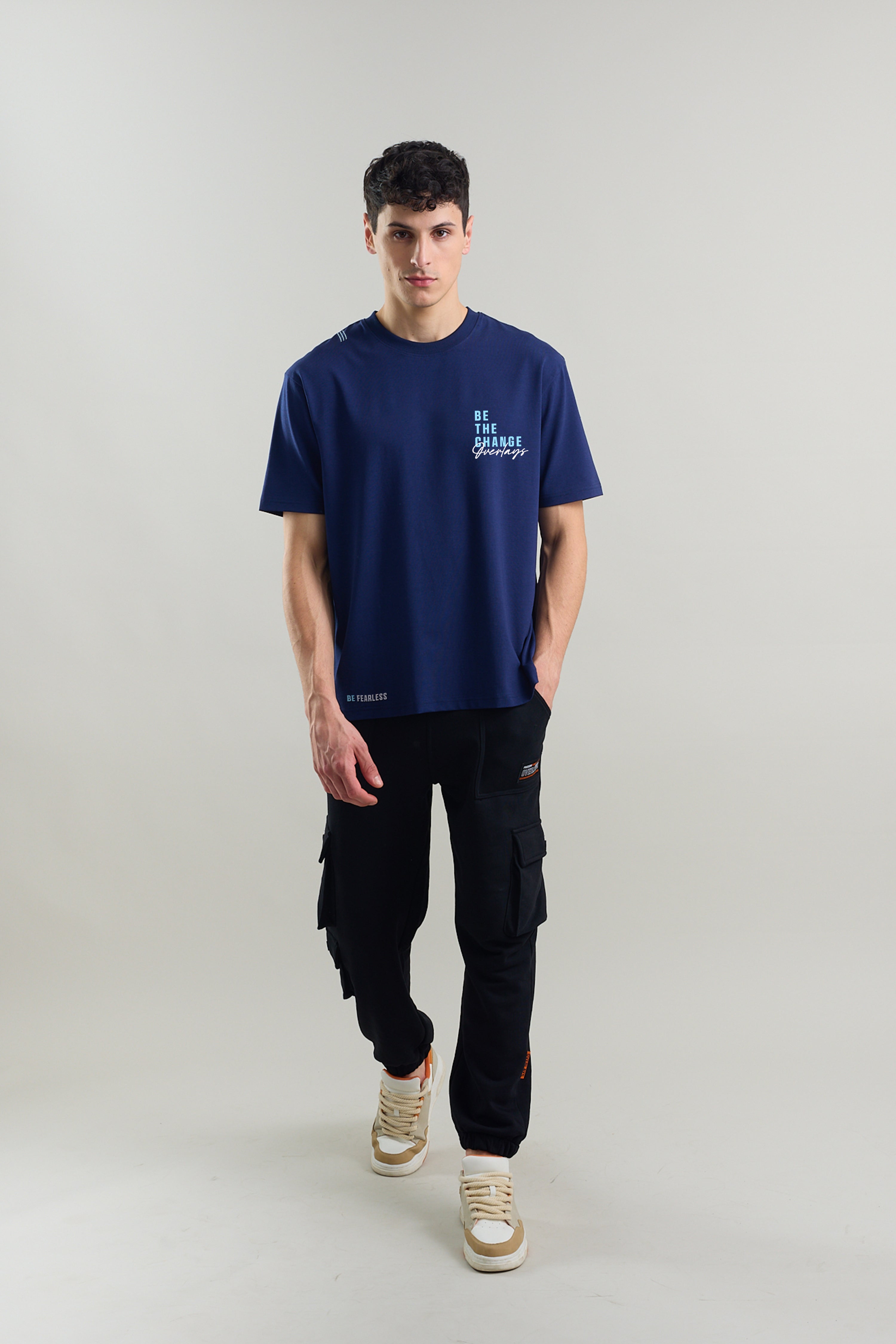 Be The Change Navy Blue  Relaxed  Fit T-shirt - Ultra Soft