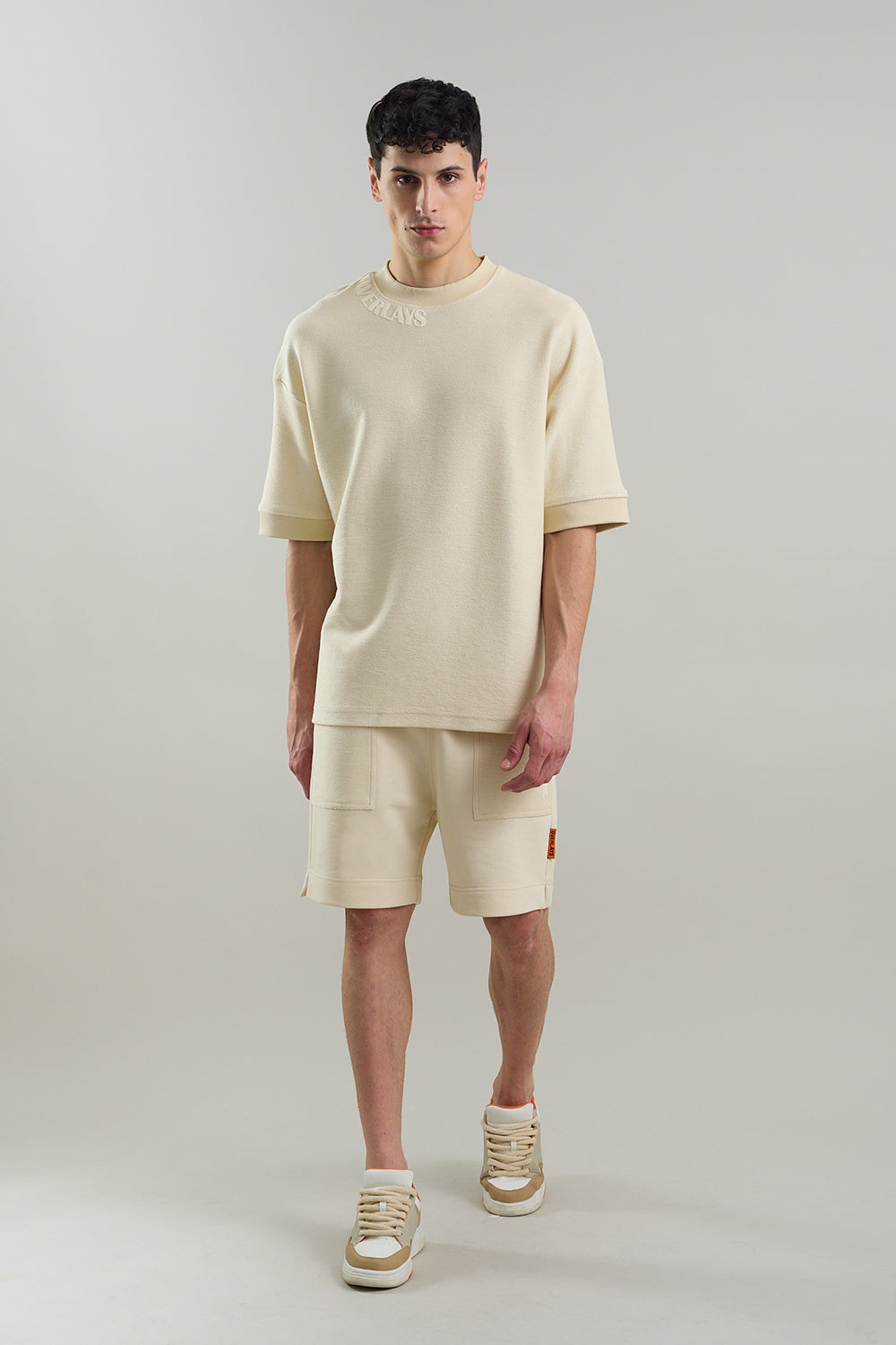 Textured Heavy Weight Arc Fawn Oversized Fit T-shirt