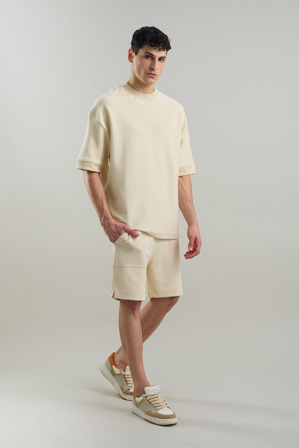 Textured Heavy Weight Arc Fawn Oversized Fit T-shirt