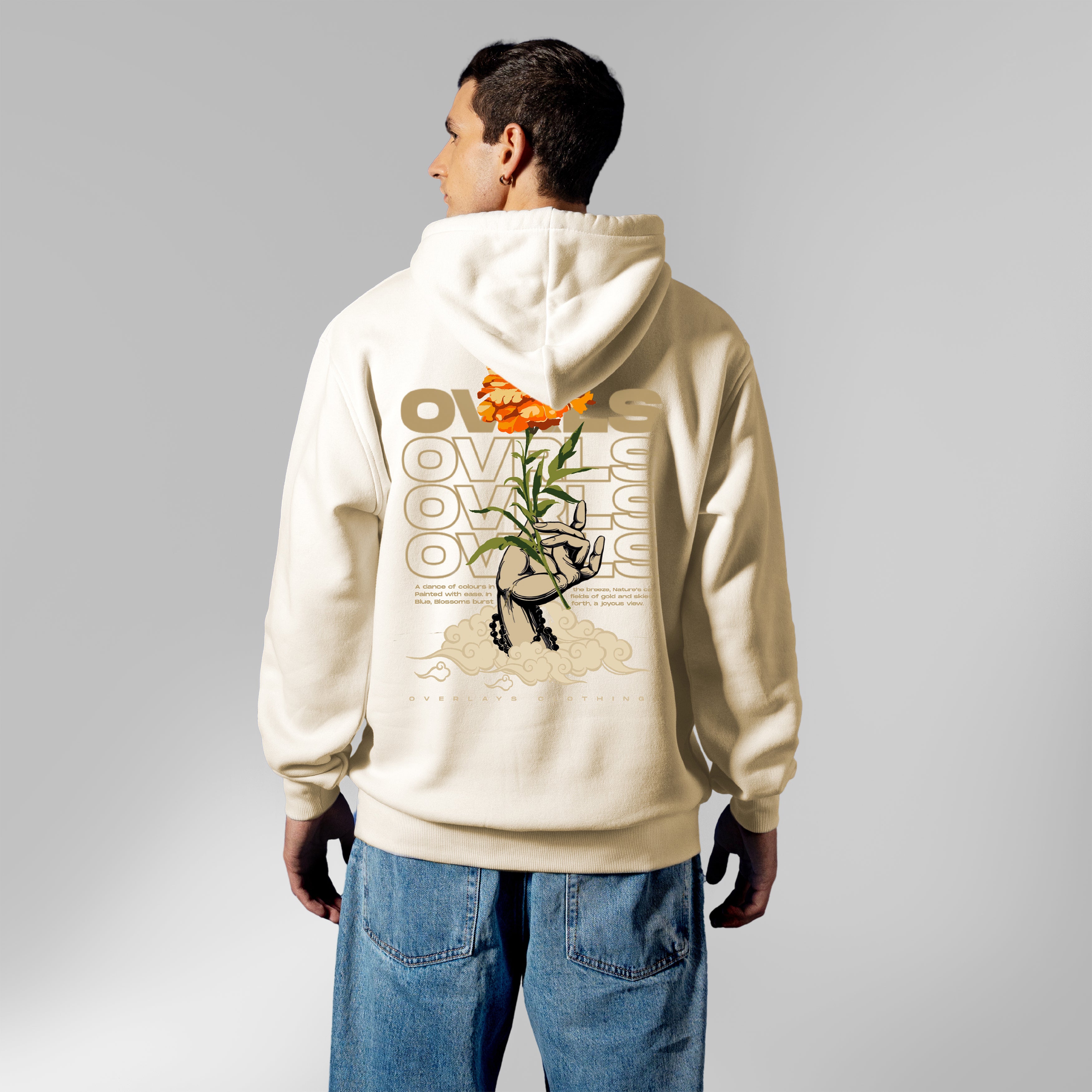 The Amber Bloom Beige Oversized Hoodies