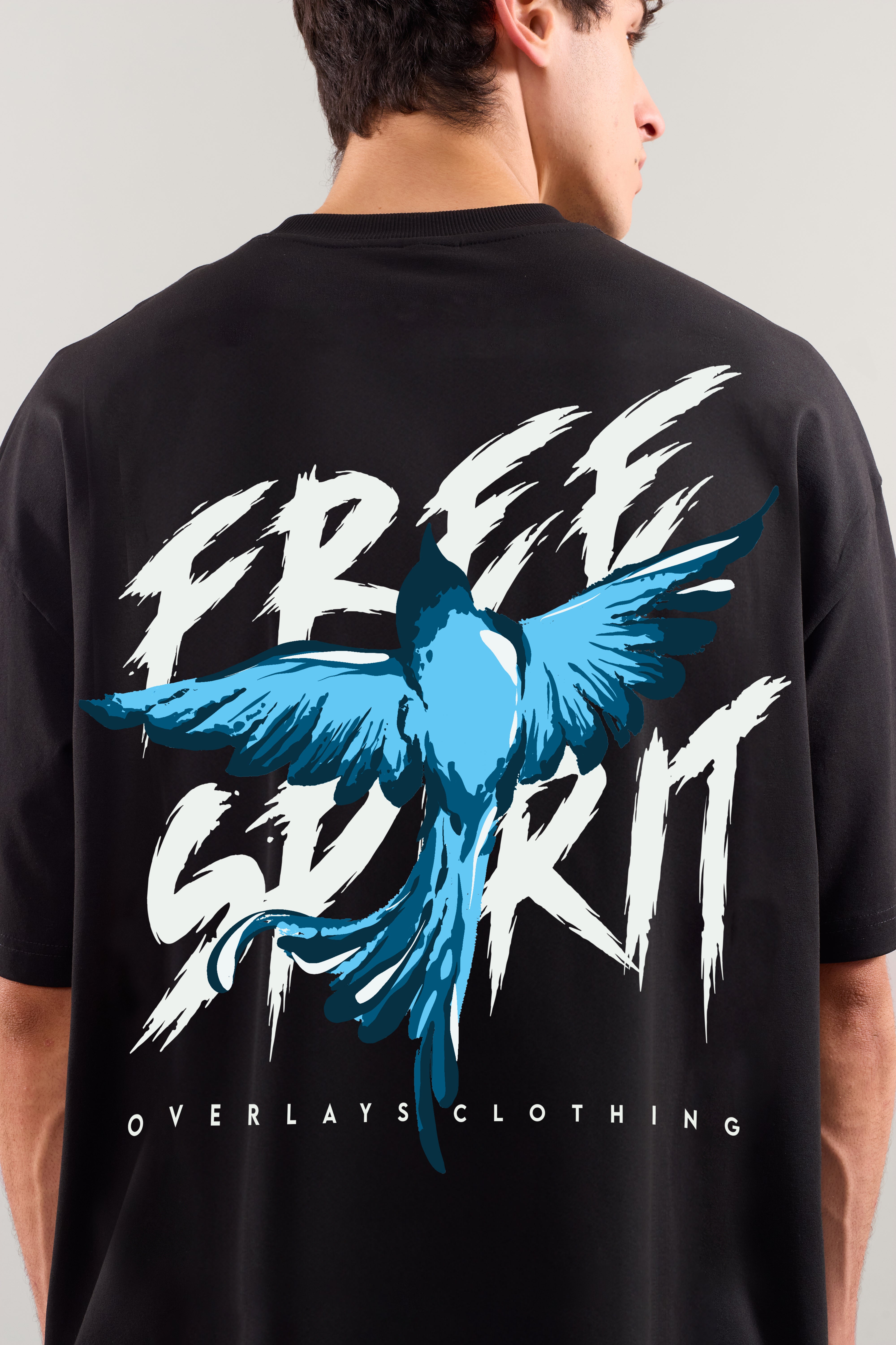 Oversized Free Spirit Black T-shirt - Heavy Weight