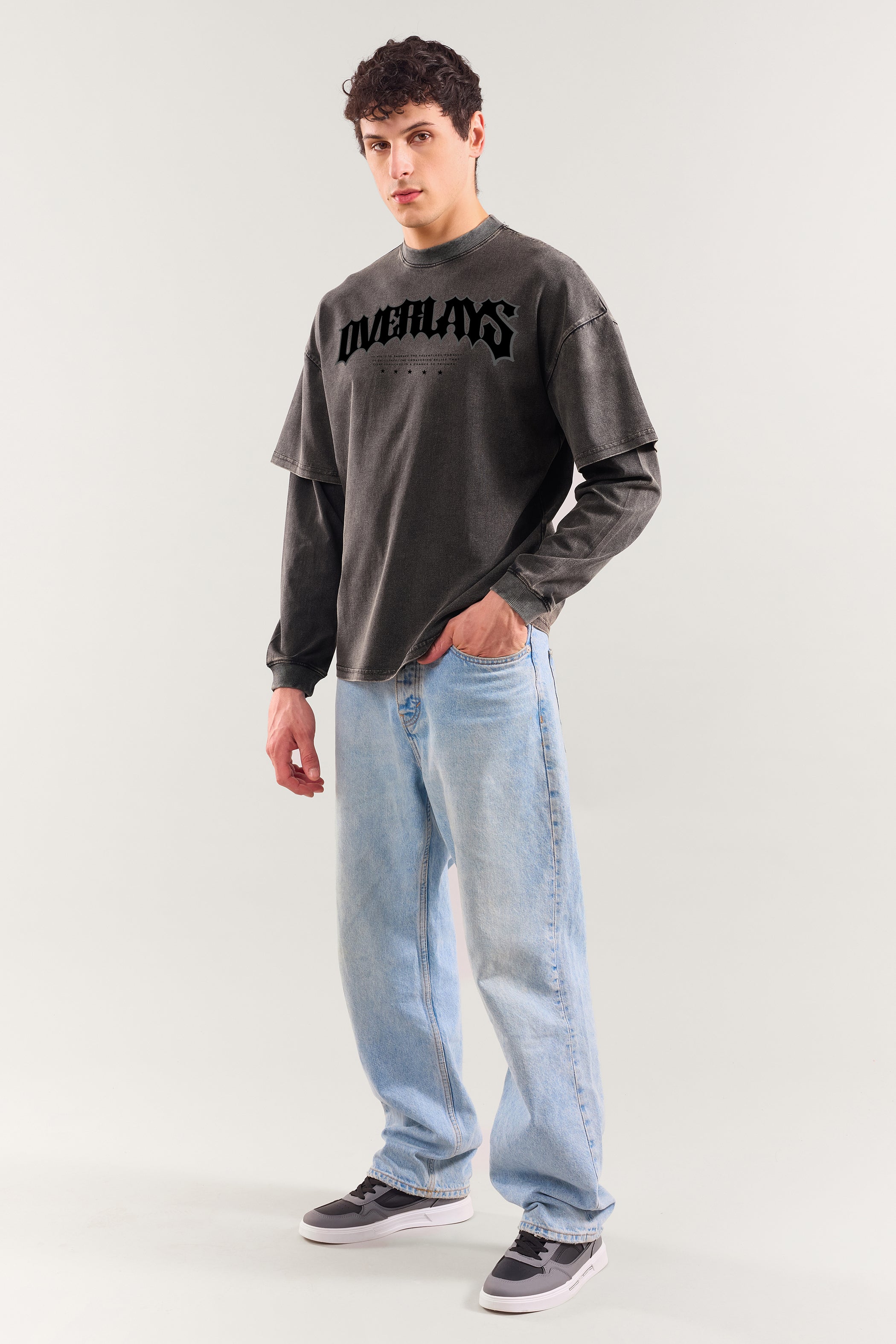 Grunge Full Sleeve Acid Washed Oversized Ultra Soft T-shirt