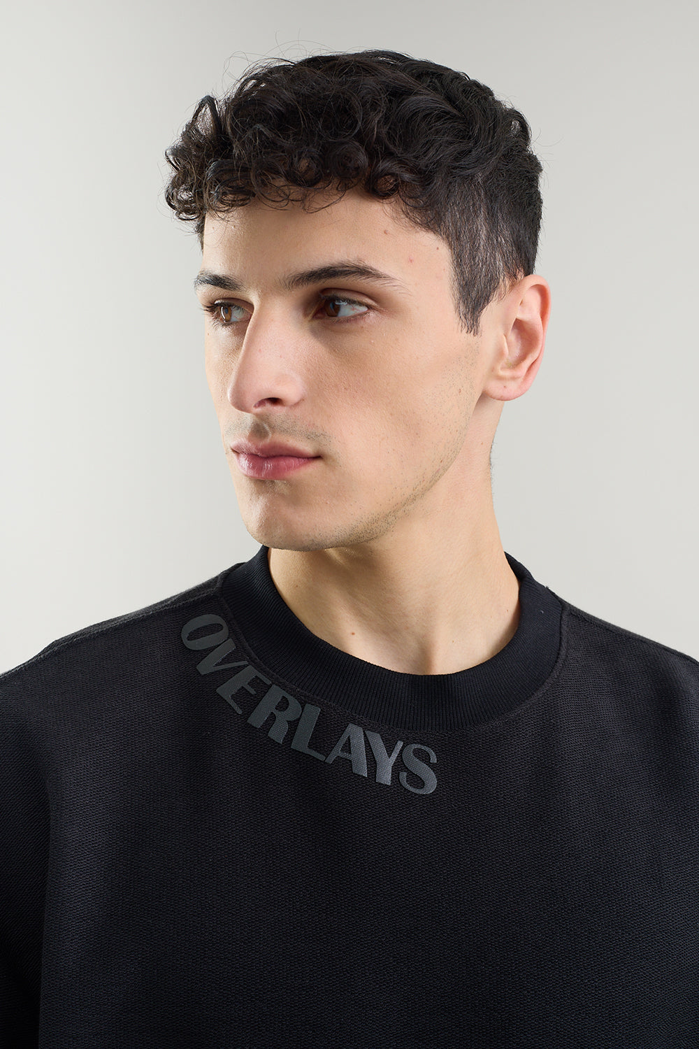 Textured Heavy Weight Black OVRLS Arc Oversized T-shirt