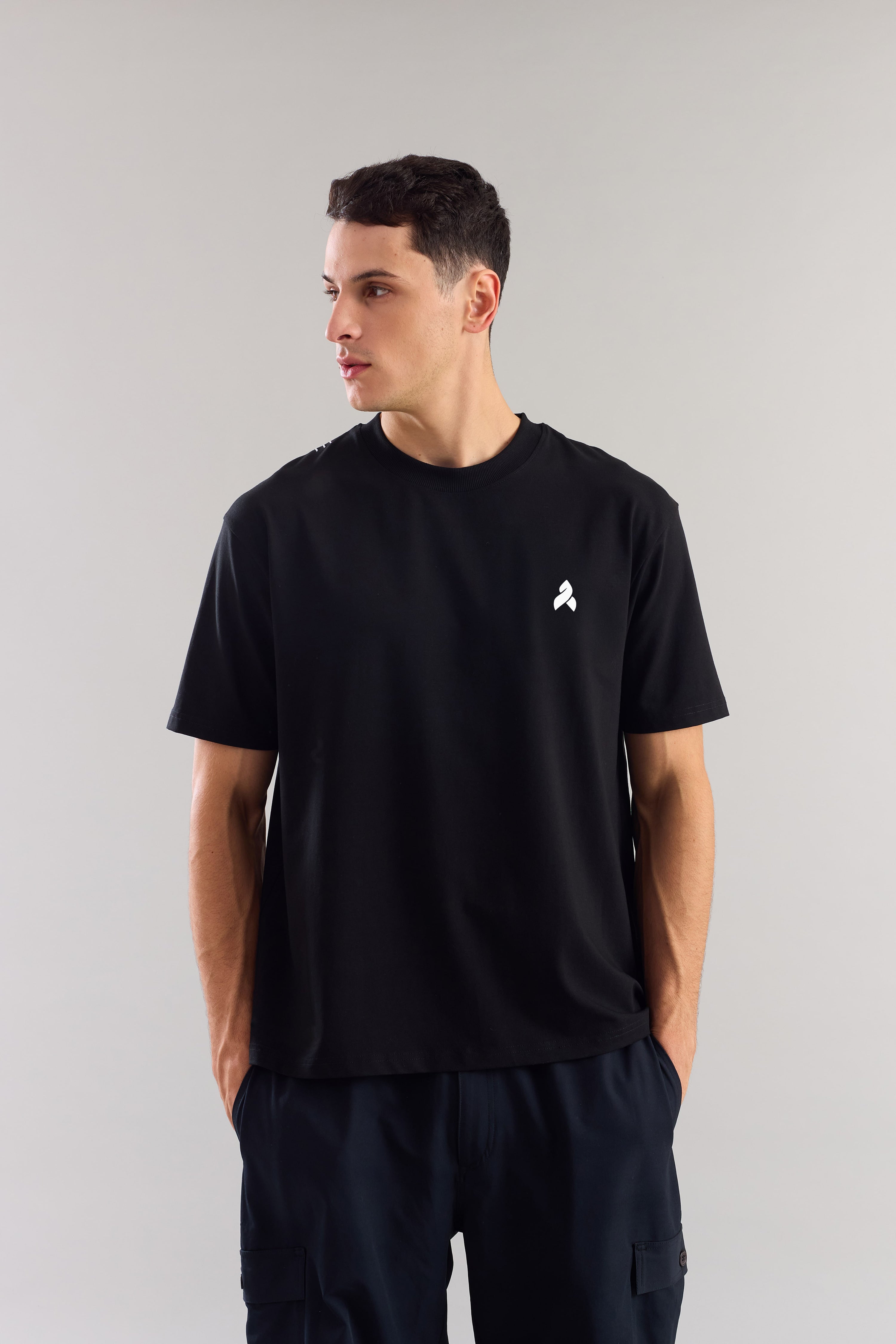 Black Plain Relaxed Fit T-Shirt