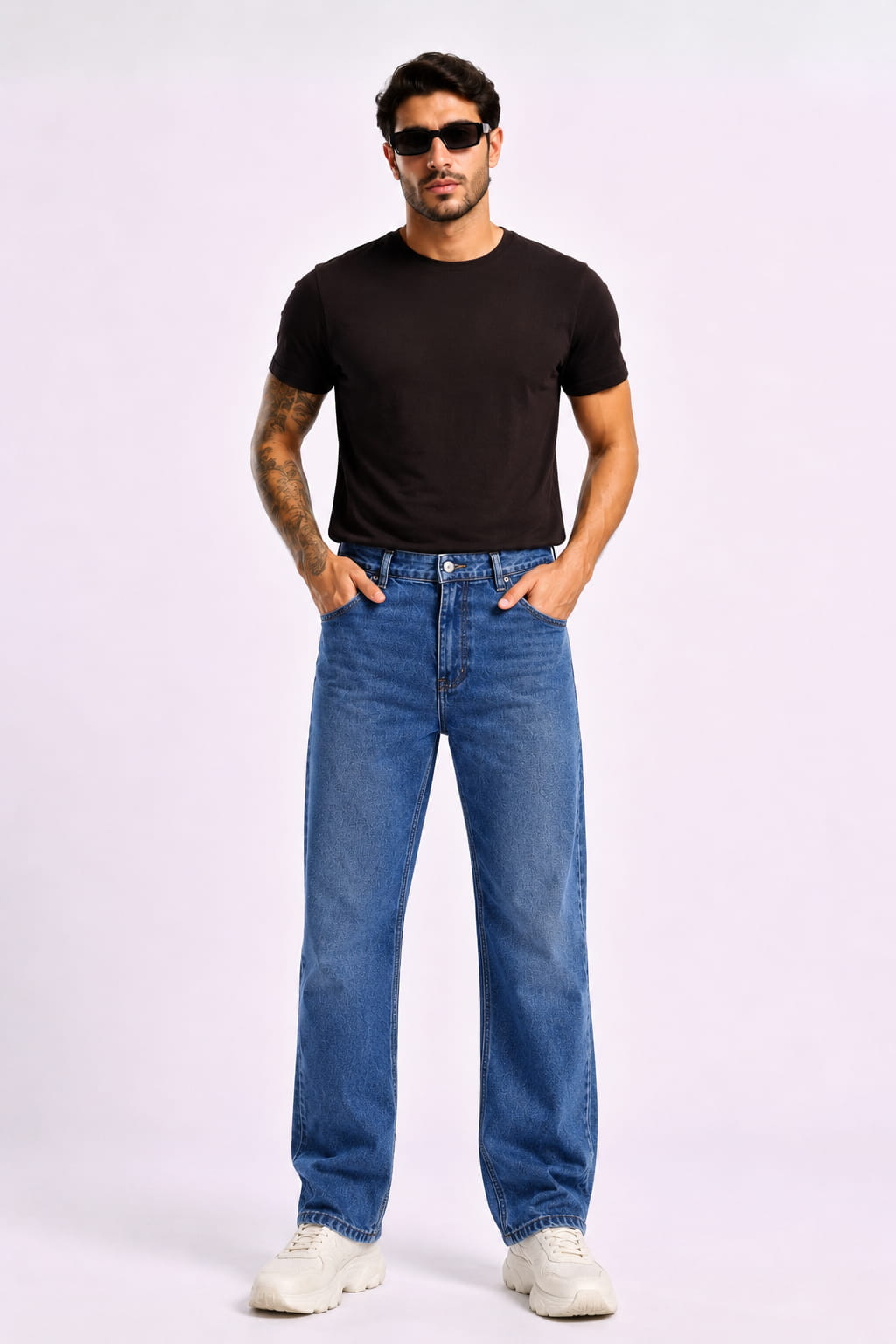 Navy Ridged Washed Denim