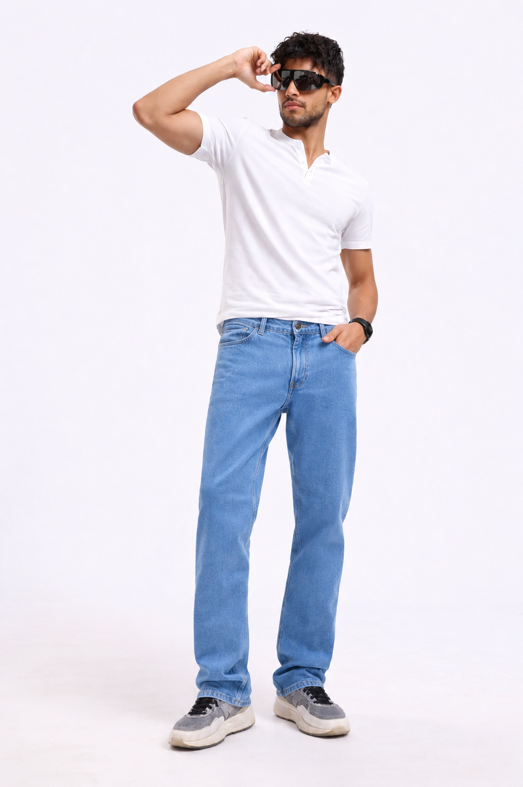 Blue Drift Washed Straight Fit Denim
