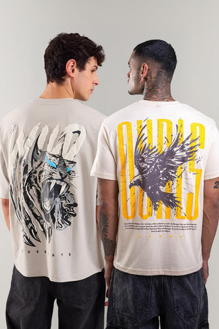 Pack of 2 -The Grey Wild and Hawk Eye Relaxed Fit T-Shirt