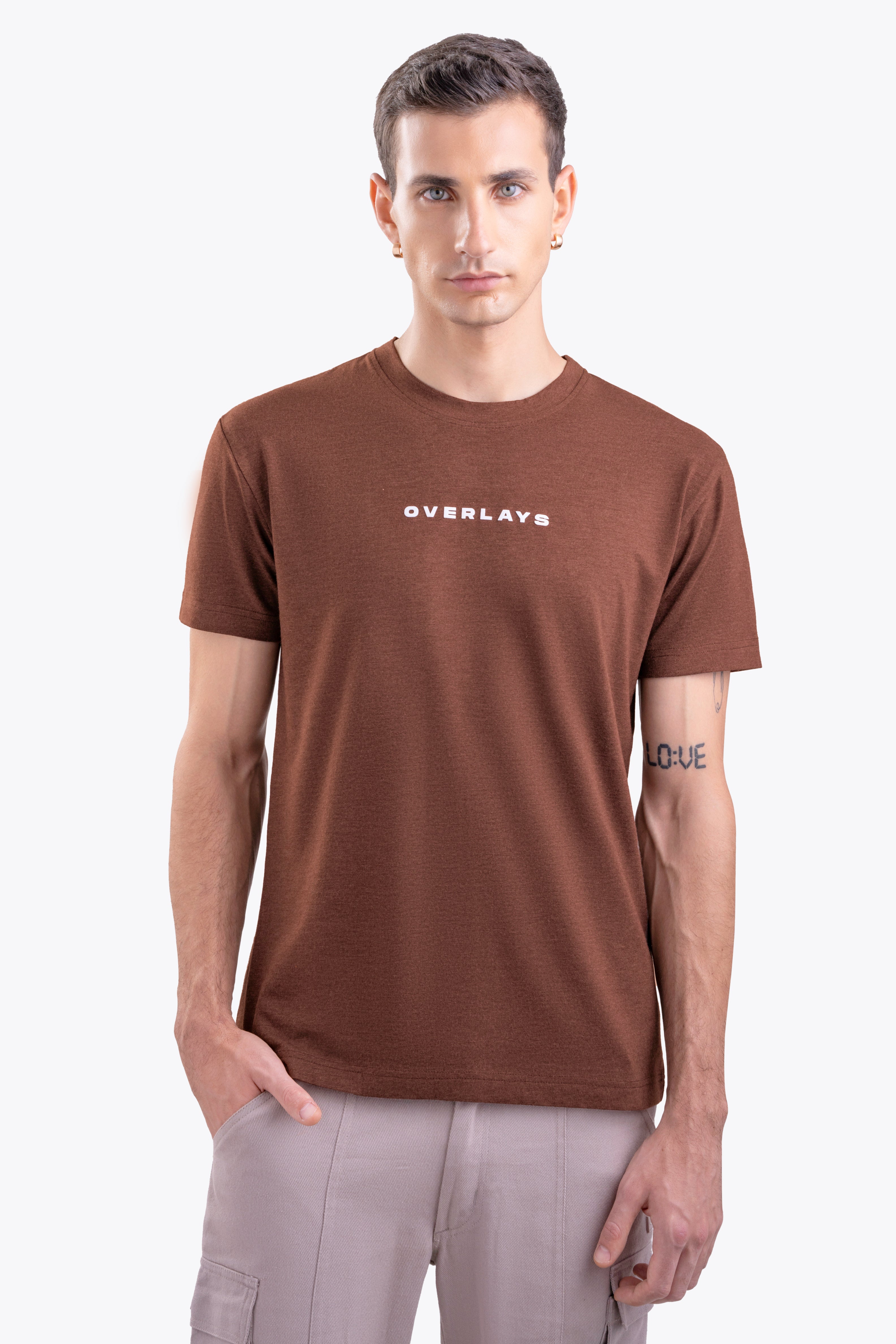 Brown Melange Regular Fit Tshirt