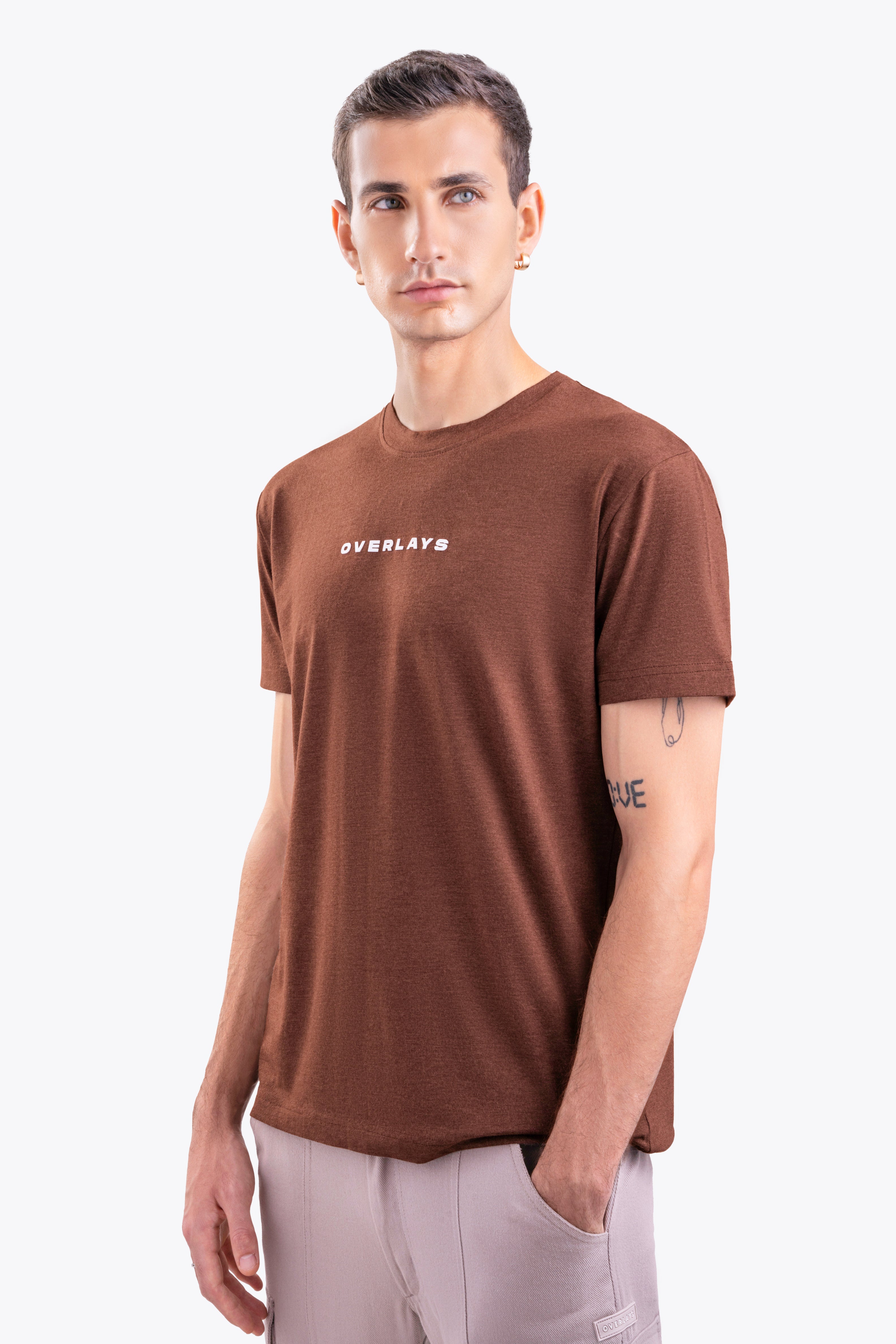 Brown Melange Regular Fit Tshirt