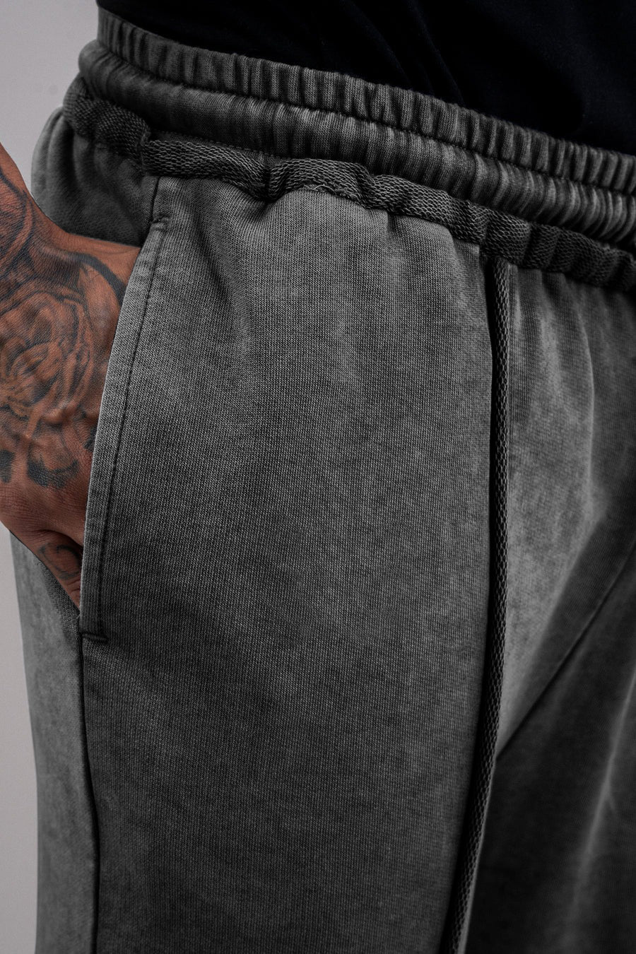 Grey Distressed Raw Hem Joggers