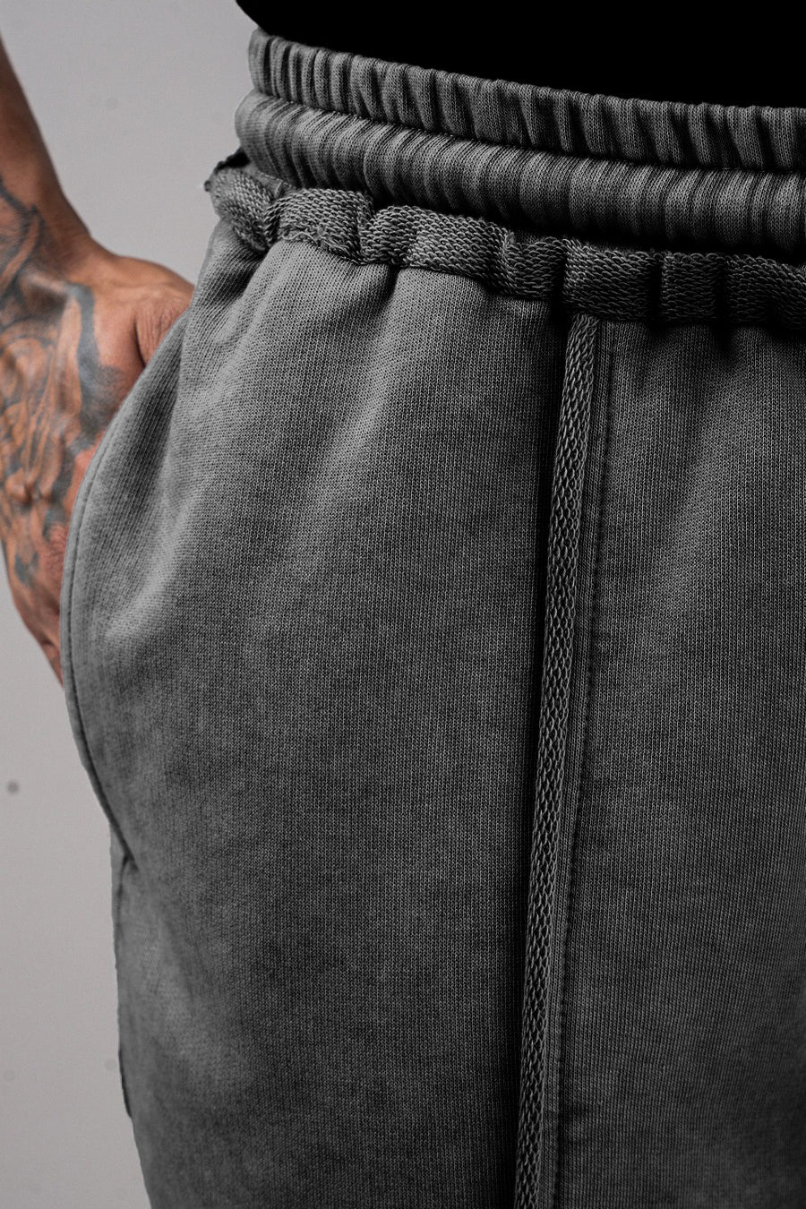 Grey Distressed Raw Hem Joggers