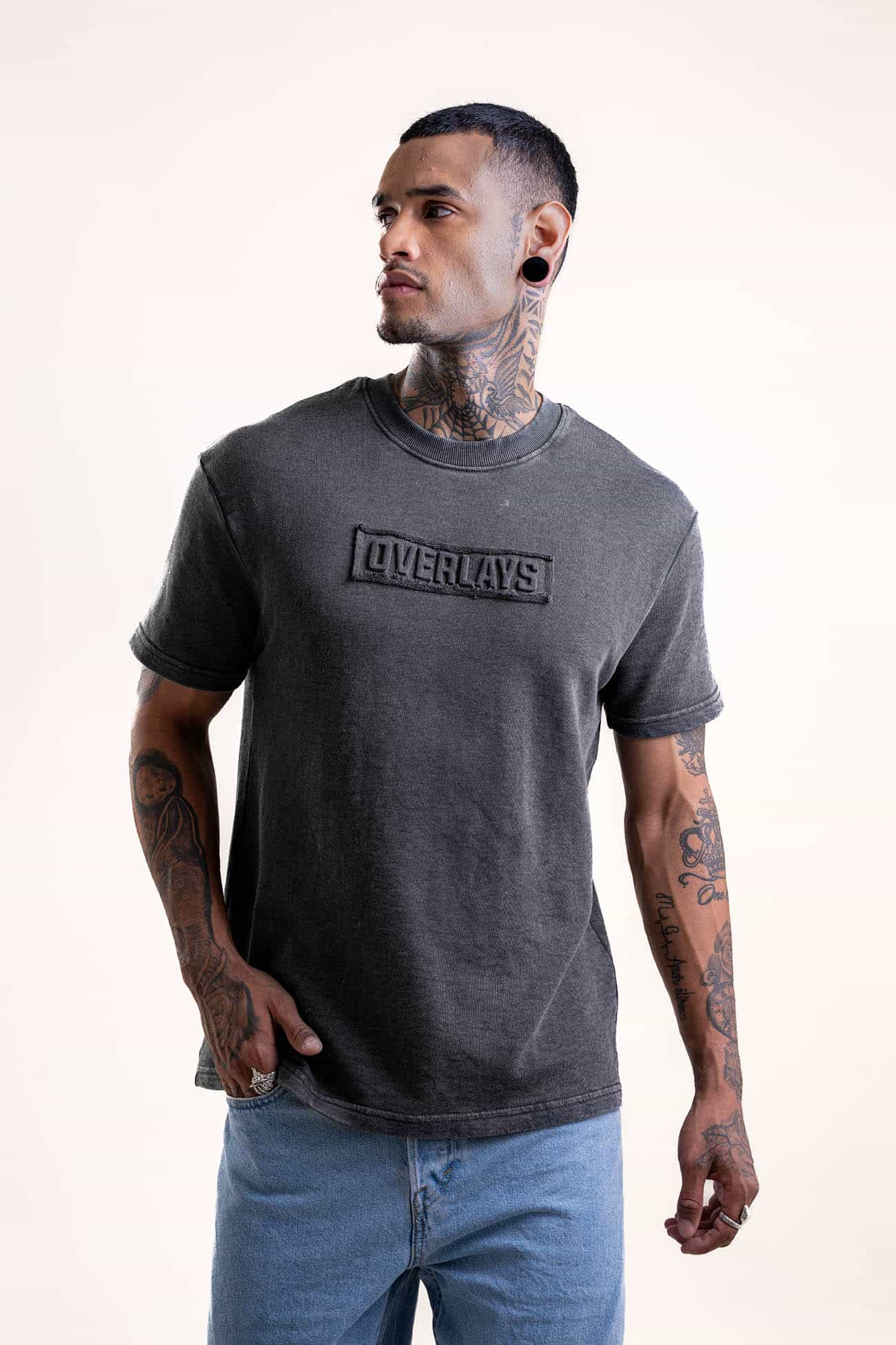 Black Distress Fade Heavy Weight Relaxed Fit T-Shirt