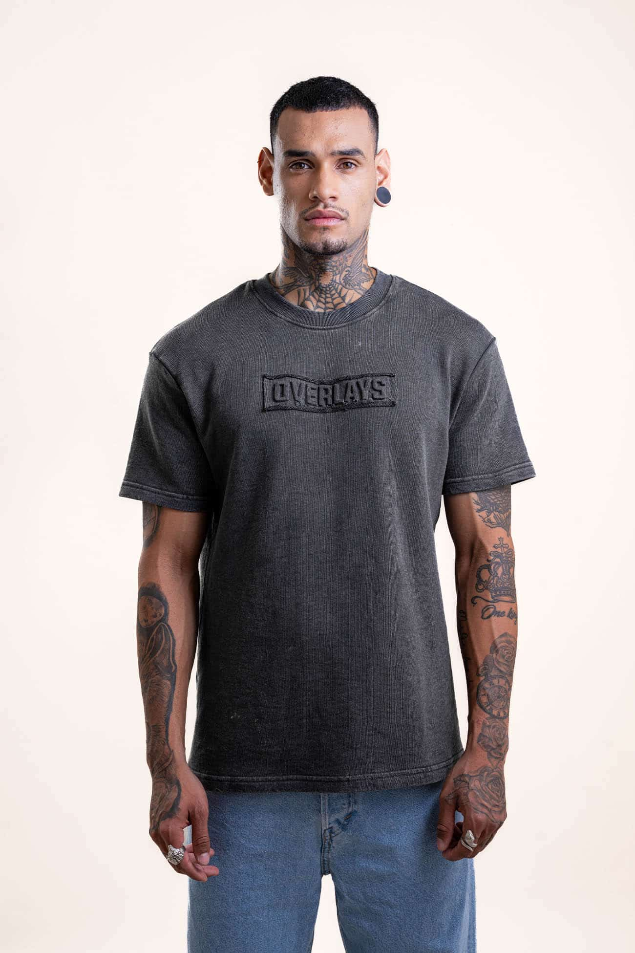 Black Distress Fade Heavy Weight Relaxed Fit T-Shirt