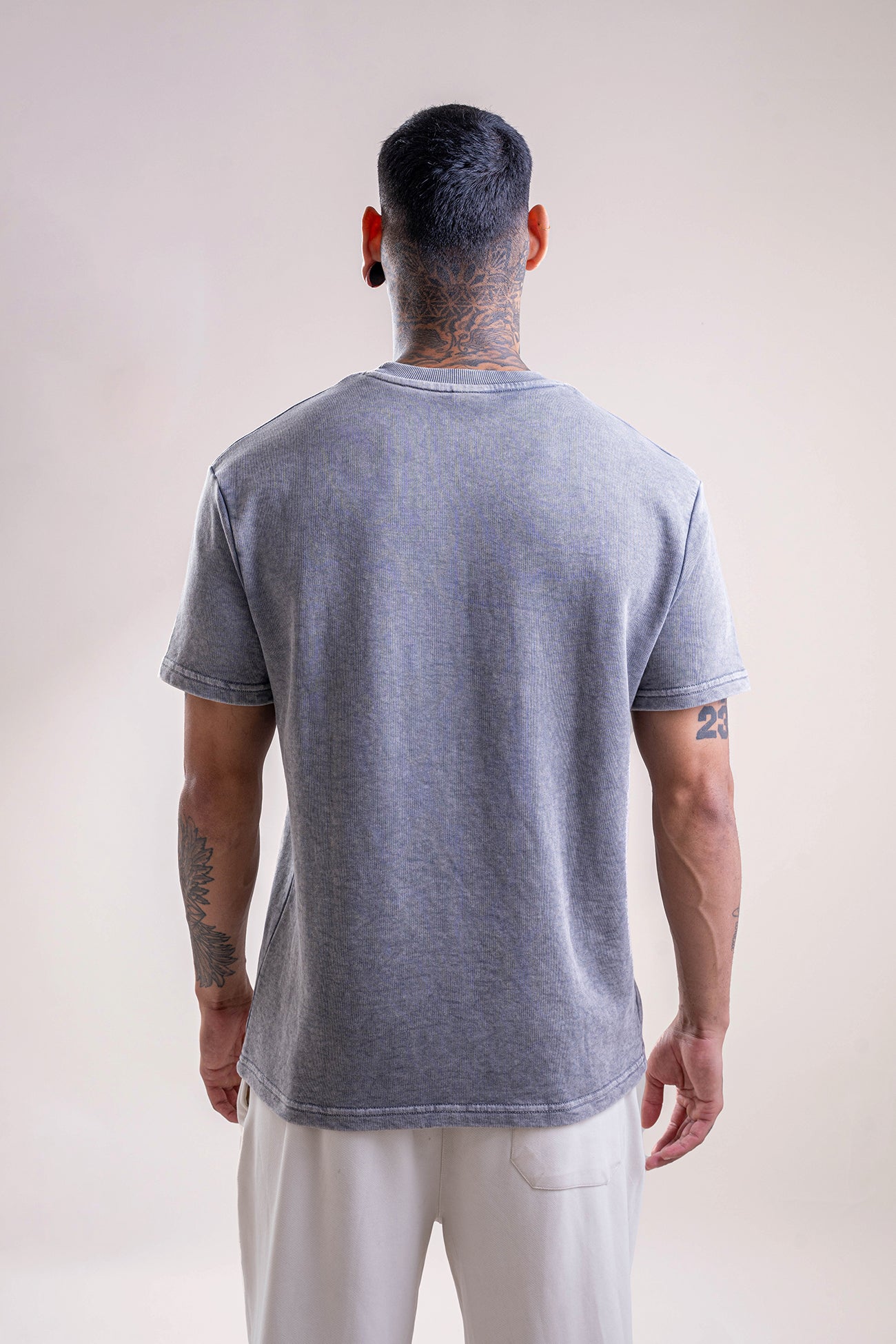 Ash Distressed Fade Embossed Heavy Weight Relaxed Fit T-Shirt