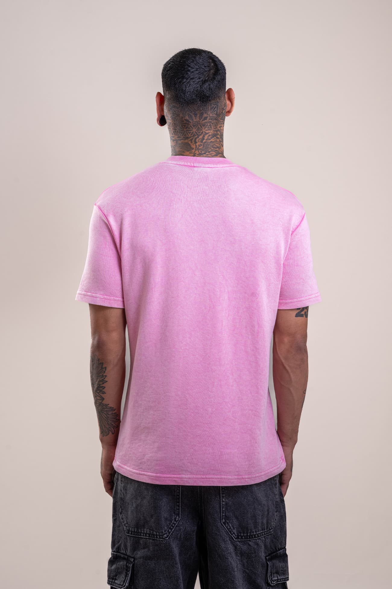 Blush Acid Distressed Embossed Heavy Weight Relaxed Fit T-Shirt