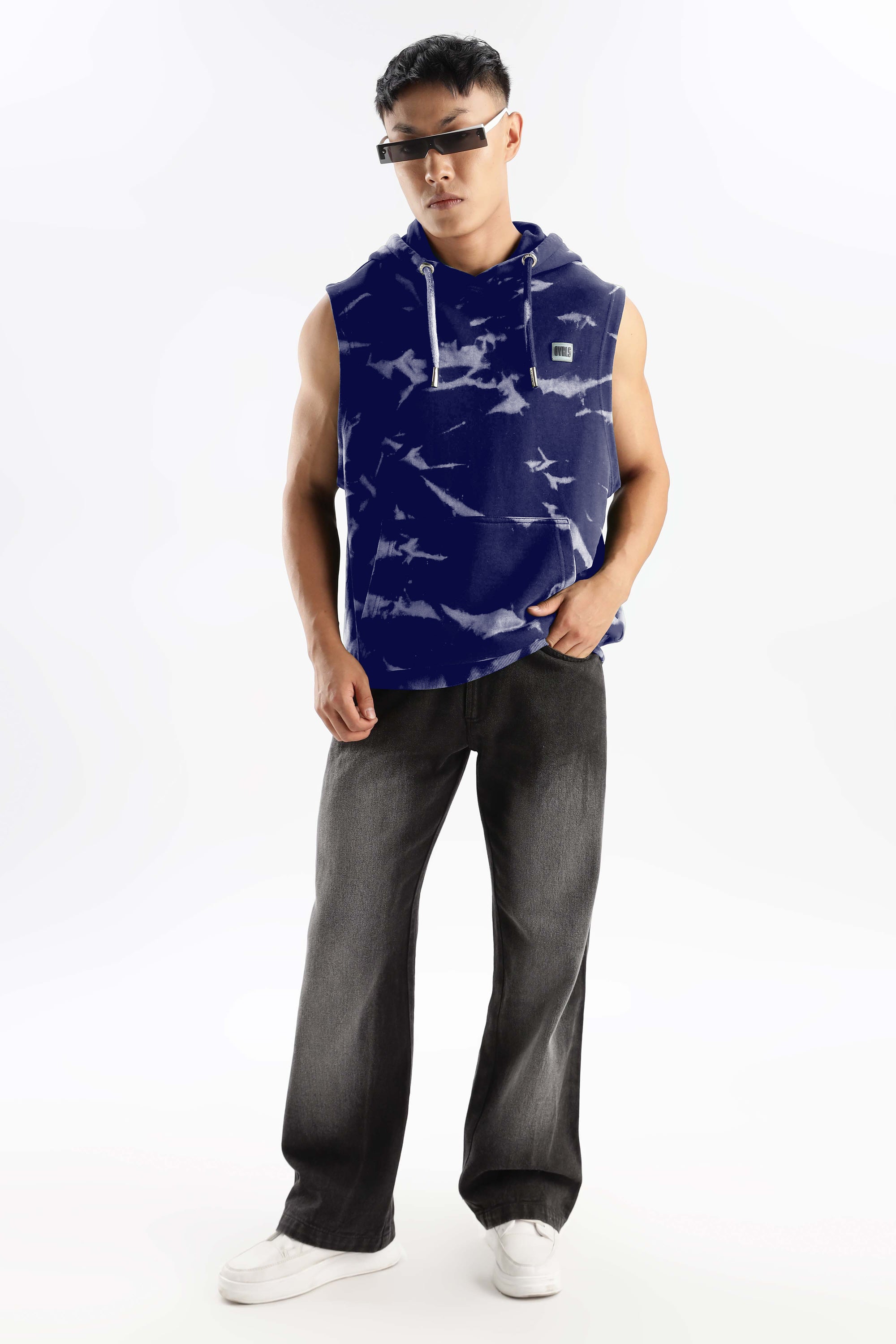 Flash Hood Navy Sleeveless Tank Top