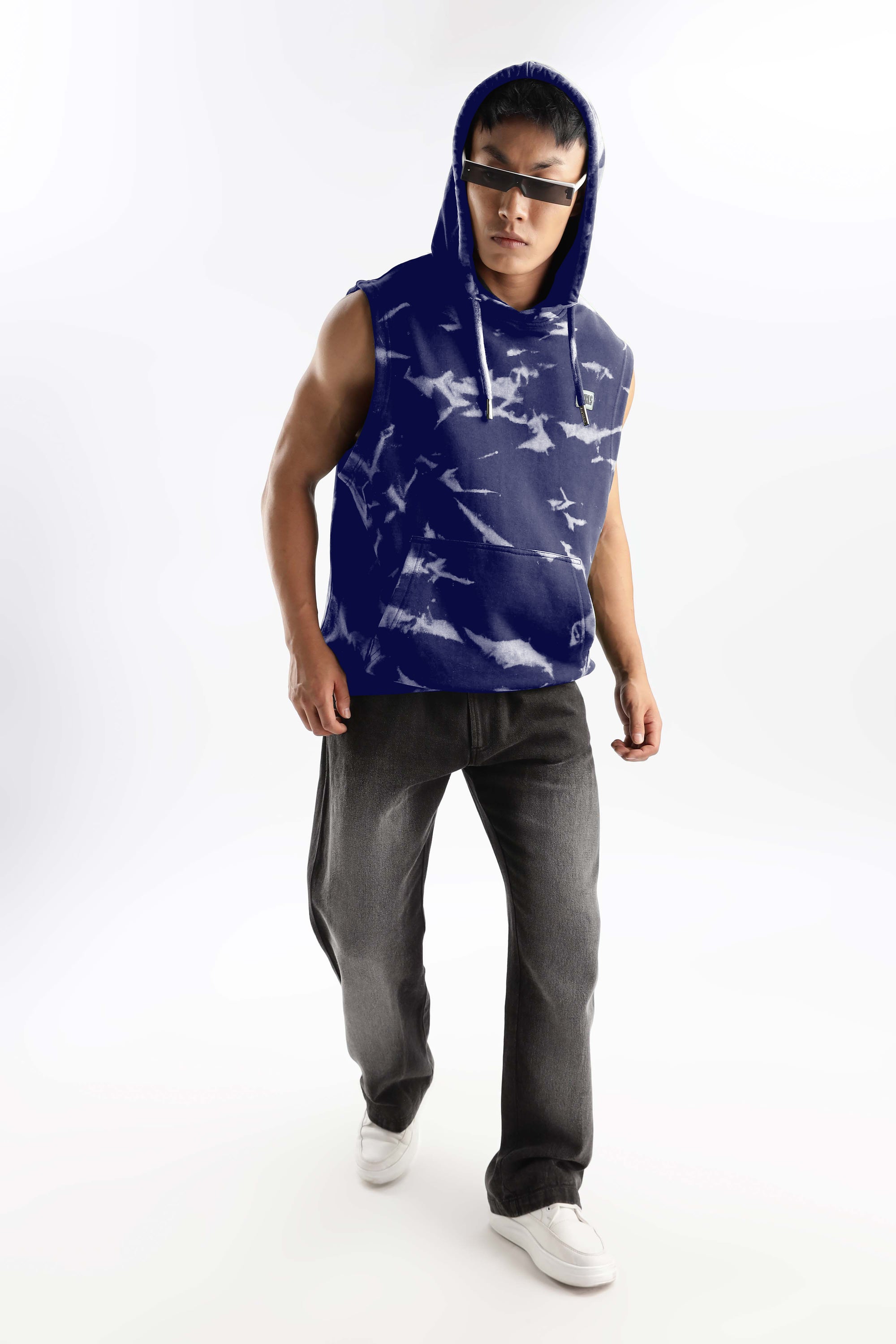 Flash Hood Navy Sleeveless Tank Top