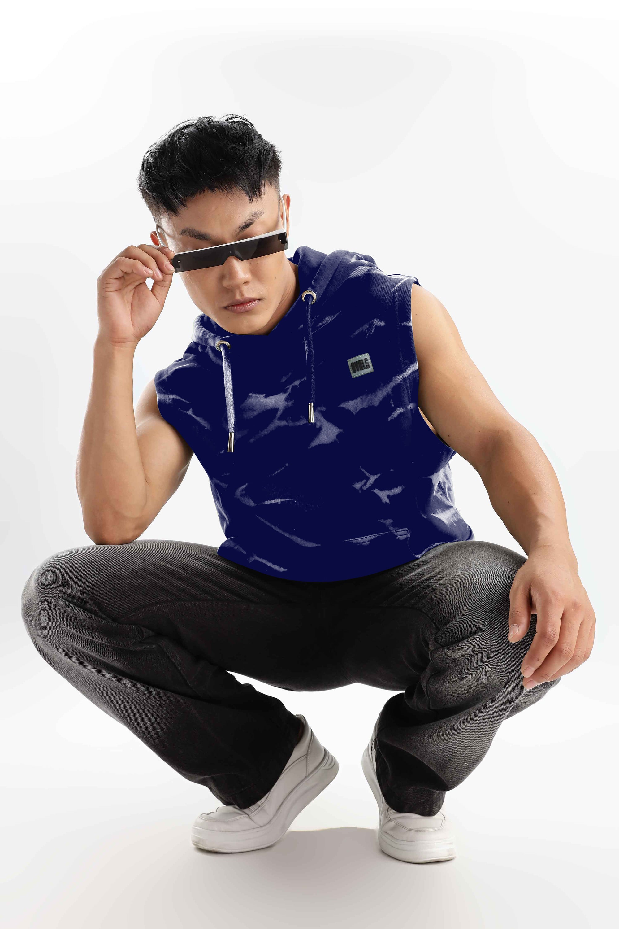 Flash Hood Navy Sleeveless Tank Top