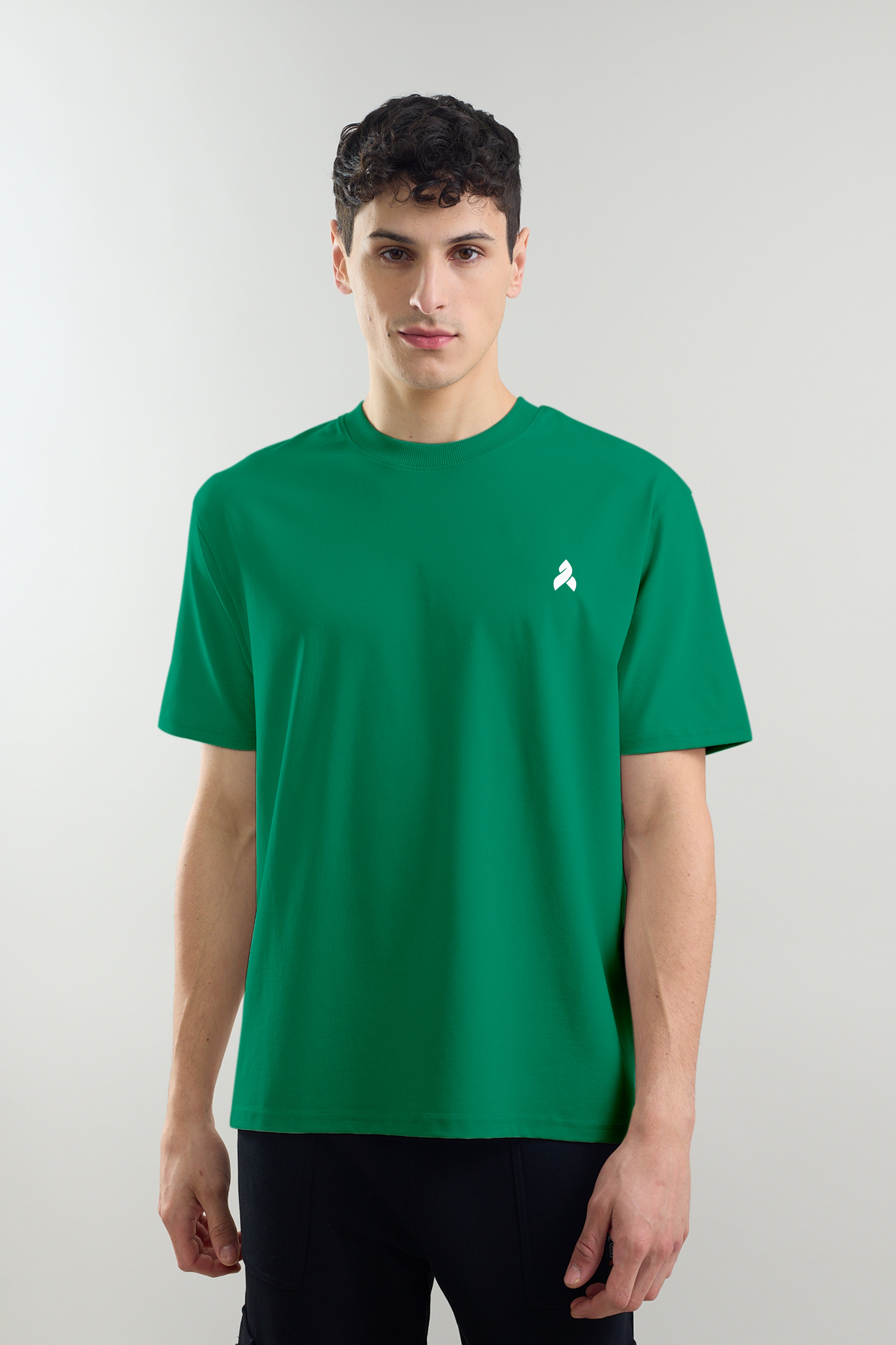 Green Plain Relaxed Fit T-Shirt