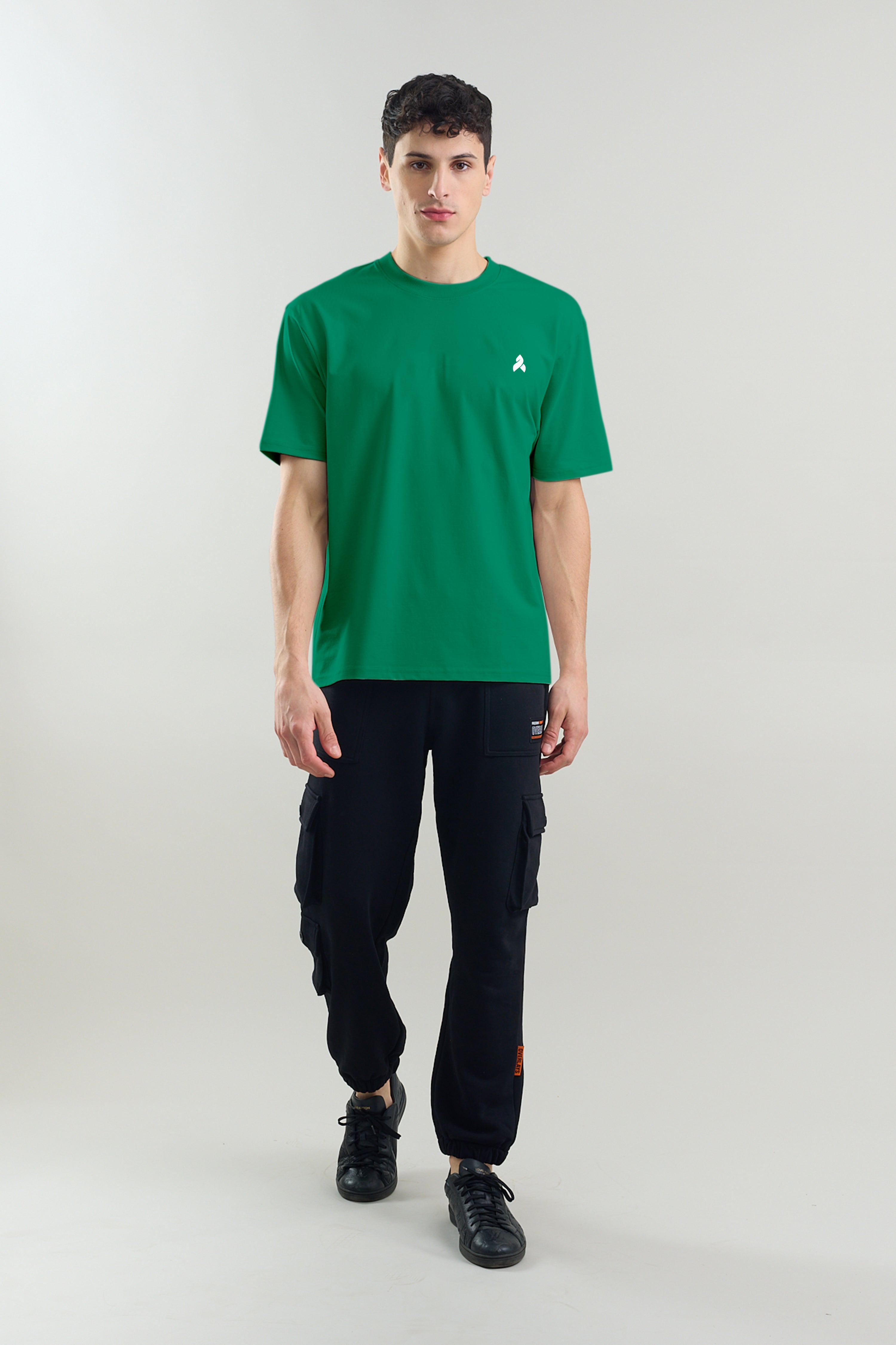 Green Plain Relaxed Fit T-Shirt