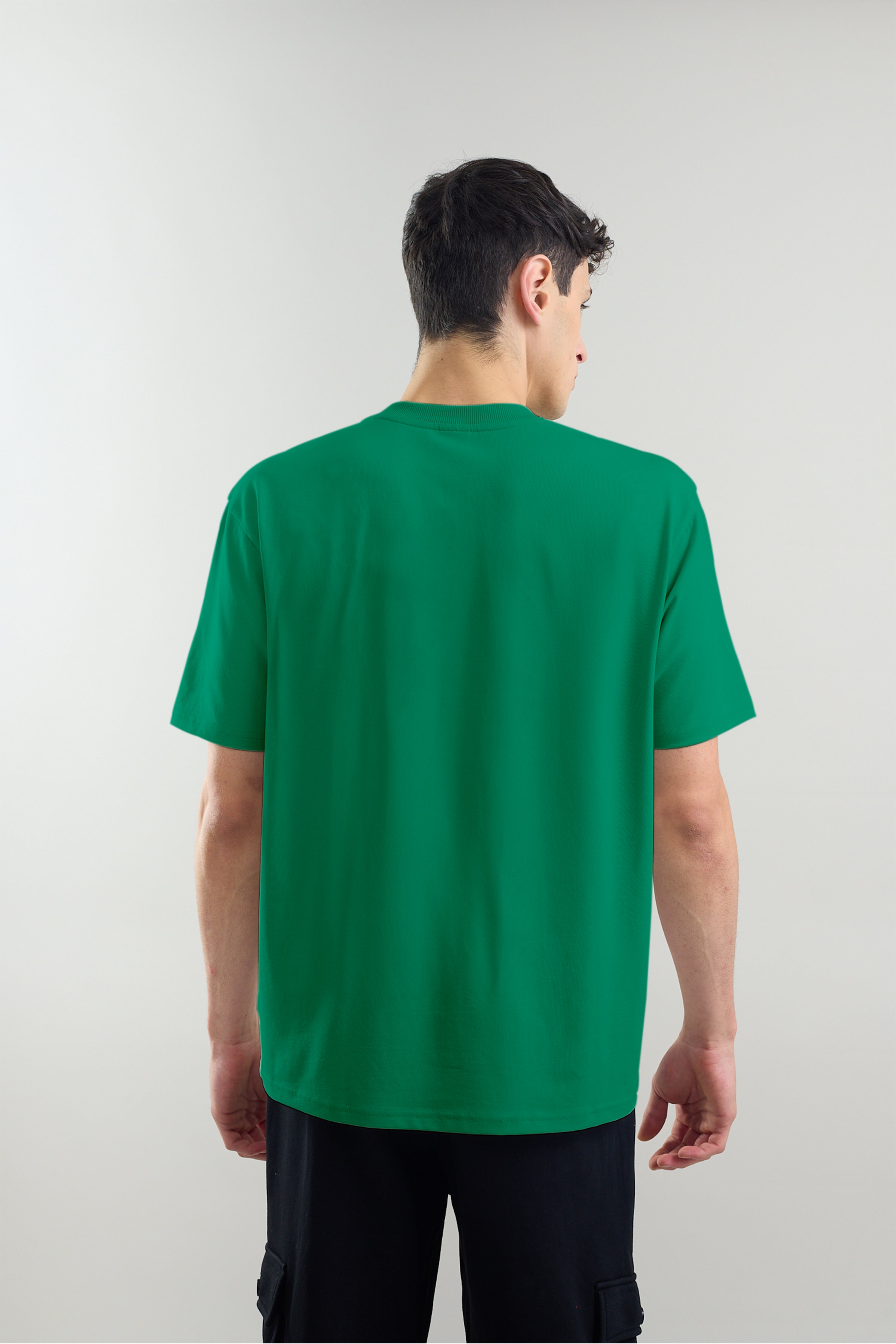 Green Plain Relaxed Fit T-Shirt