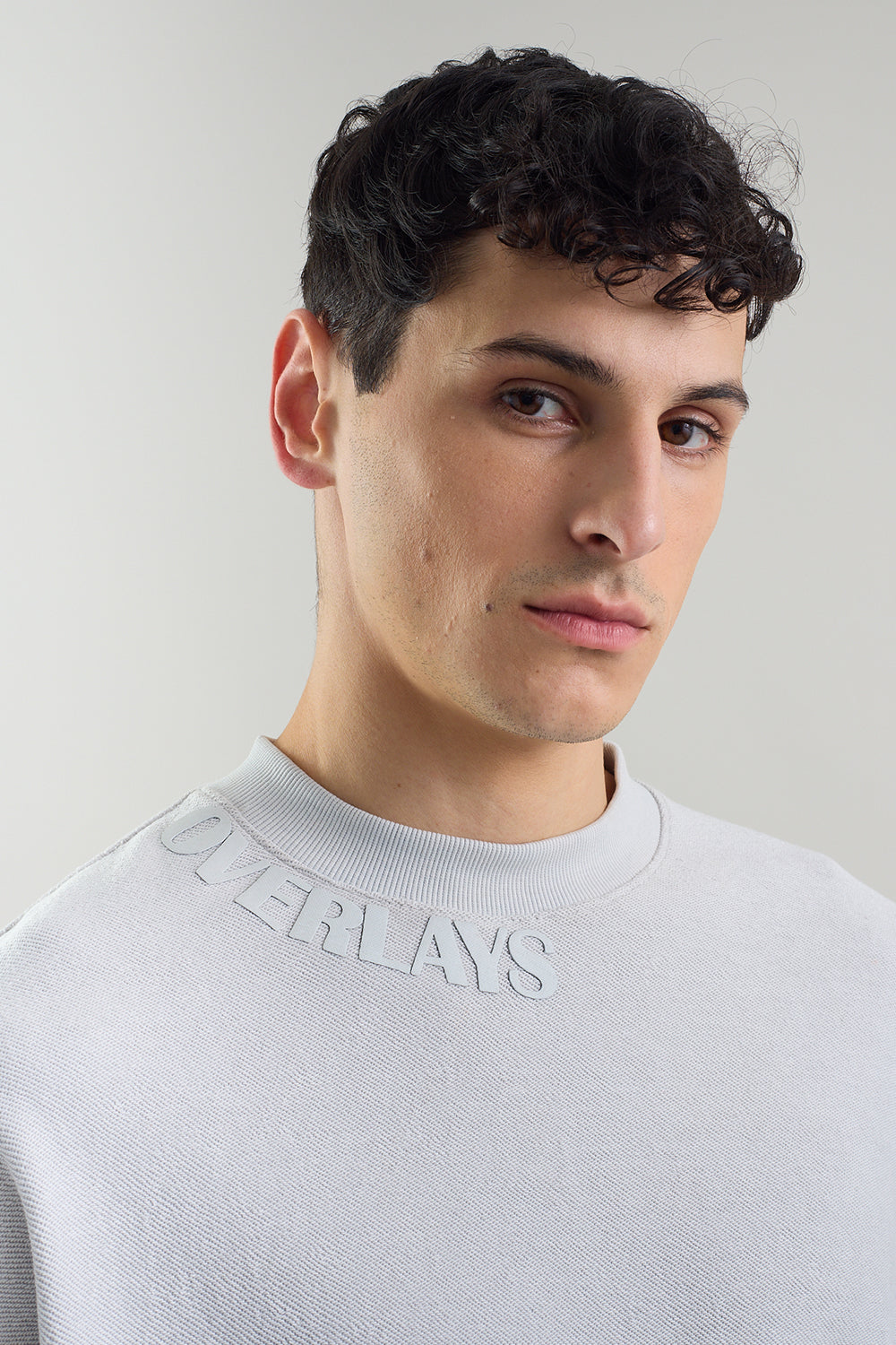 Textured Heavy Weight Arc Grey Oversized Fit T-shirt