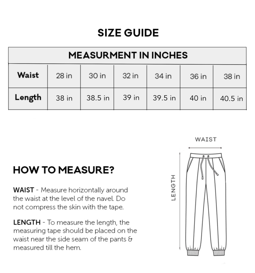 Size Chart Inches
