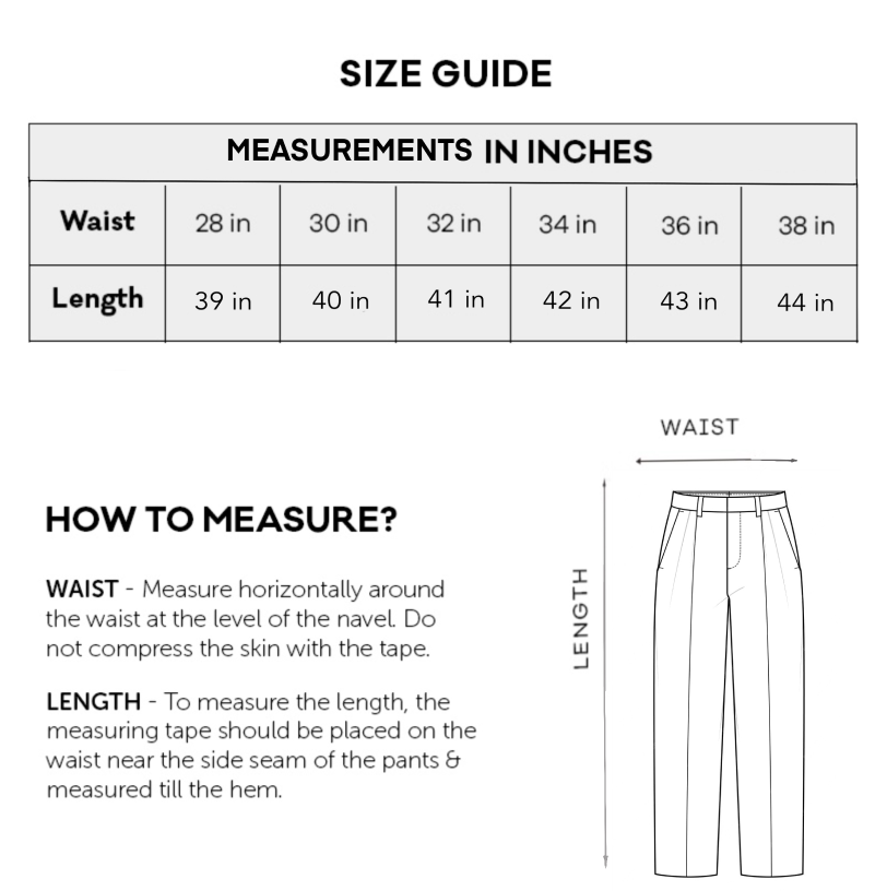 Size Chart Inches