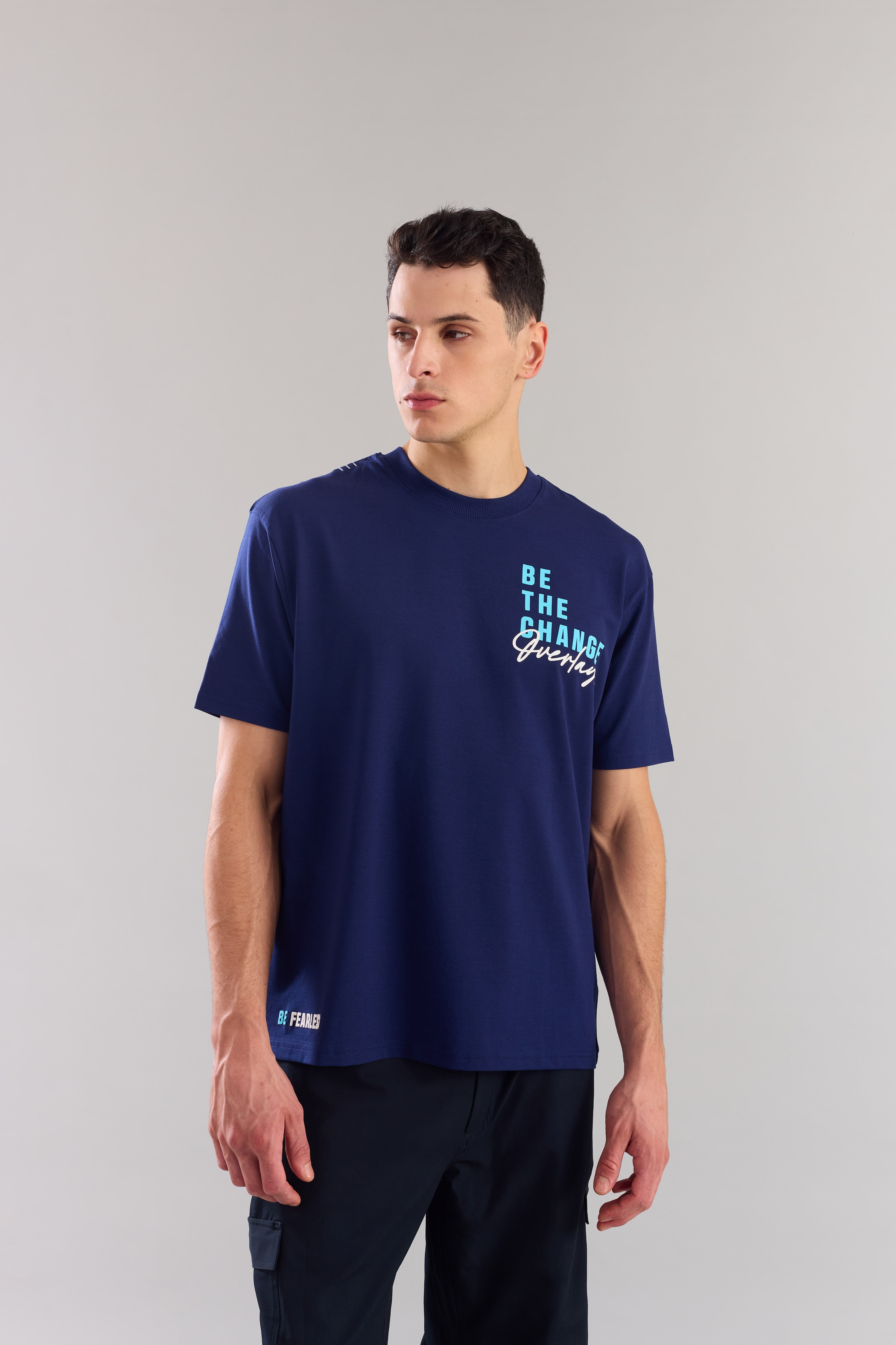 Be The Change Navy Blue  Relaxed  Fit T-shirt - Ultra Soft