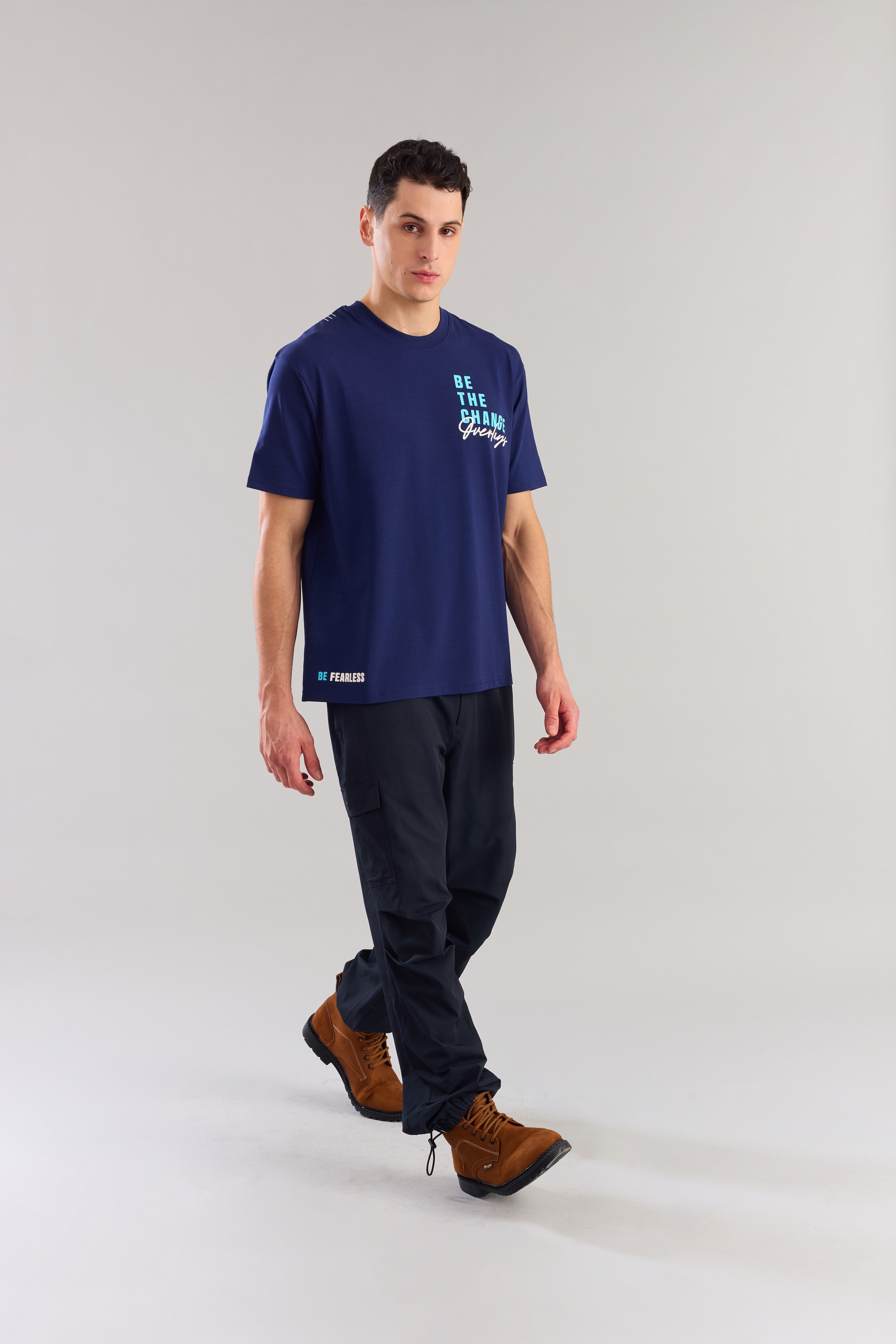 Be The Change Navy Blue  Relaxed  Fit T-shirt - Ultra Soft