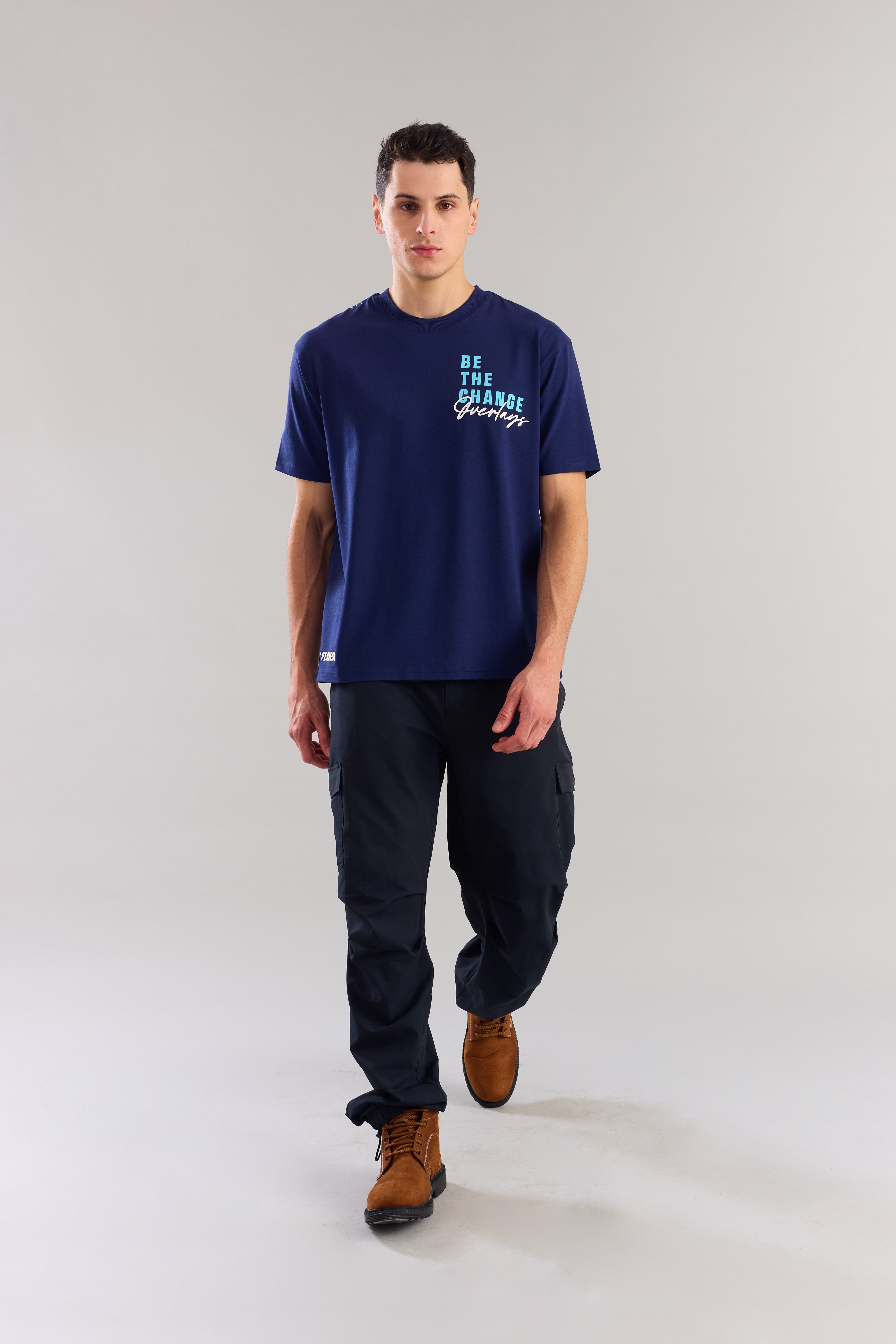 Be The Change Navy Blue  Relaxed  Fit T-shirt - Ultra Soft