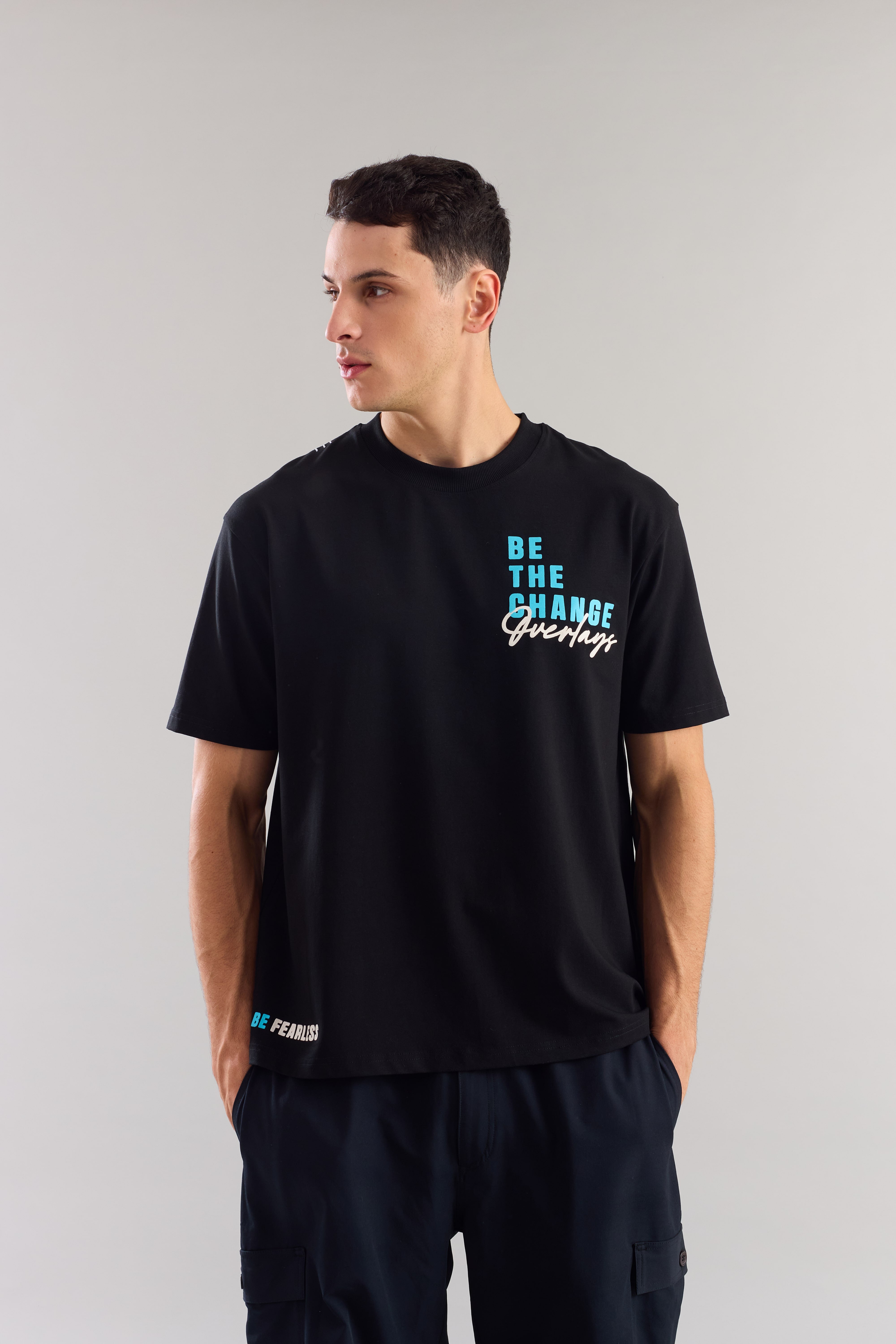 Be The Change Black Relaxed  Fit T-shirt - Ultra Soft