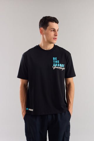 Be The Change Black Relaxed  Fit T-shirt - Ultra Soft