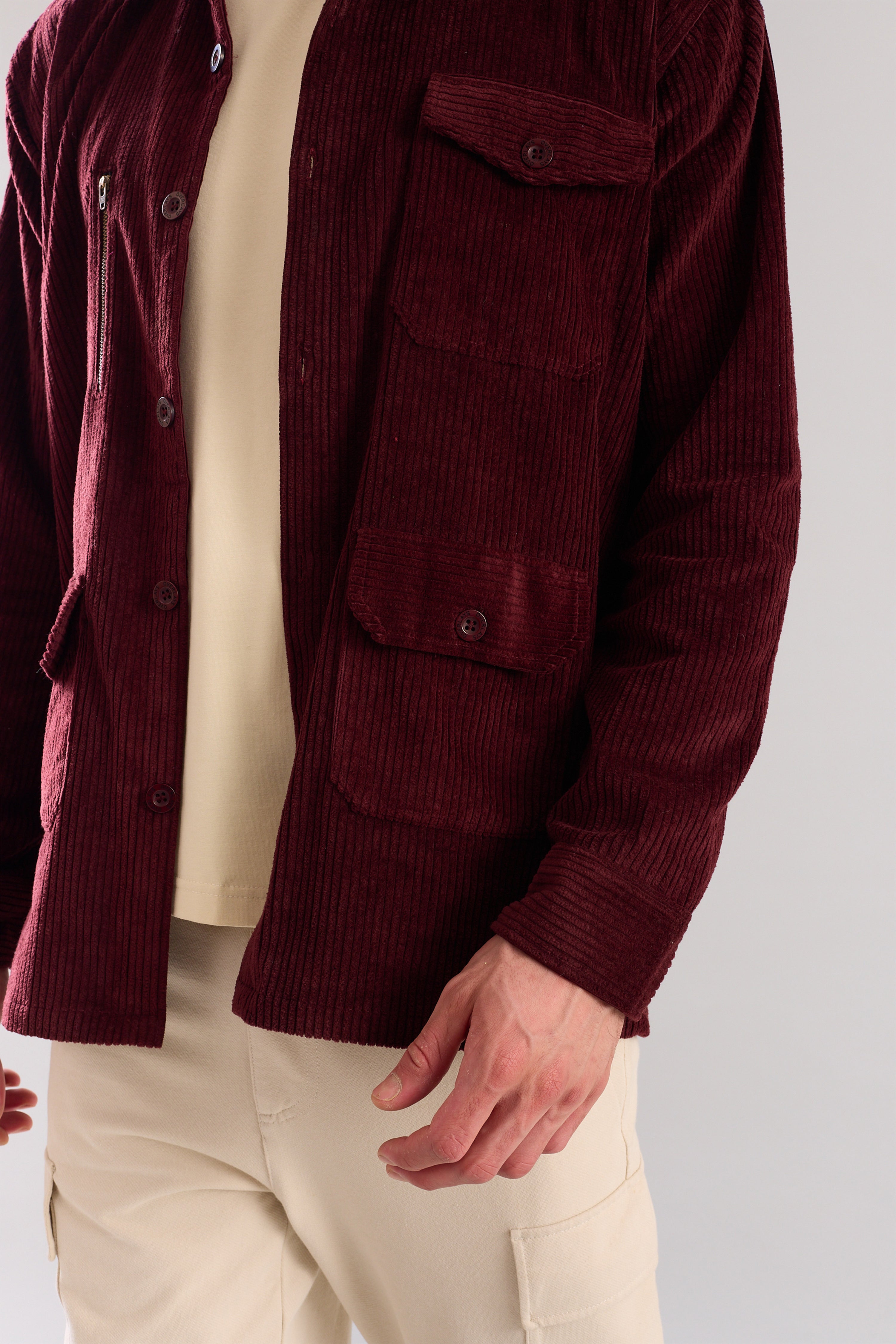 Maroon Textured Corduroy Shaket