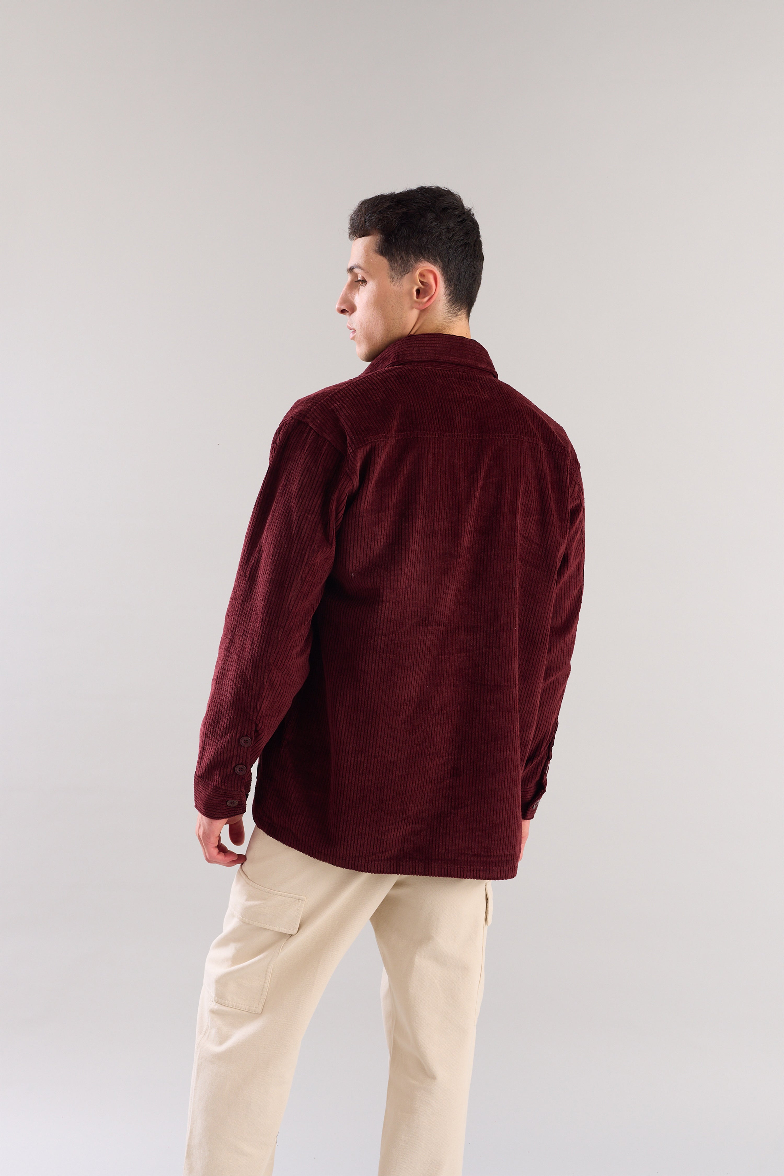 Maroon Textured Corduroy Shaket