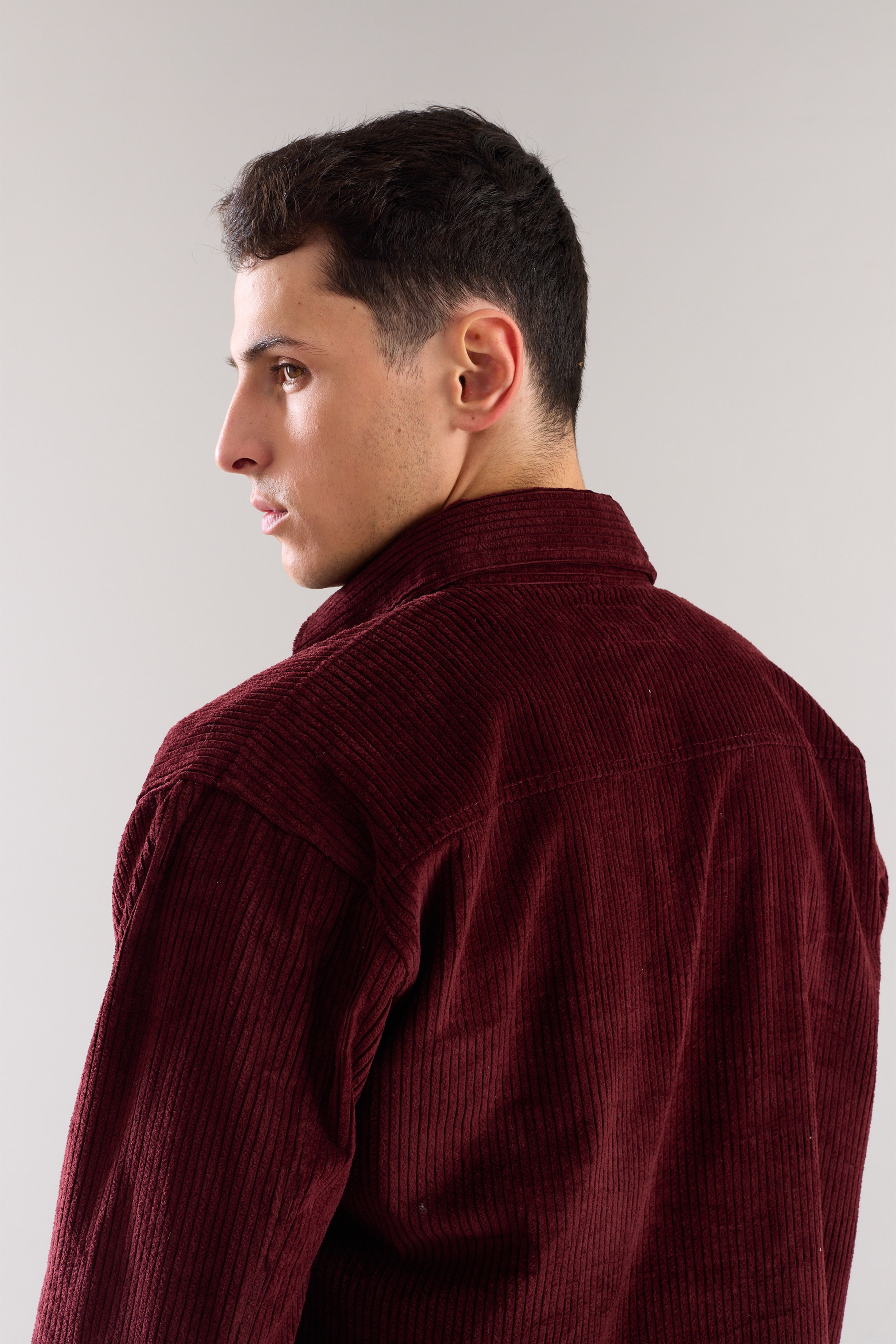 Maroon Textured Corduroy Shaket