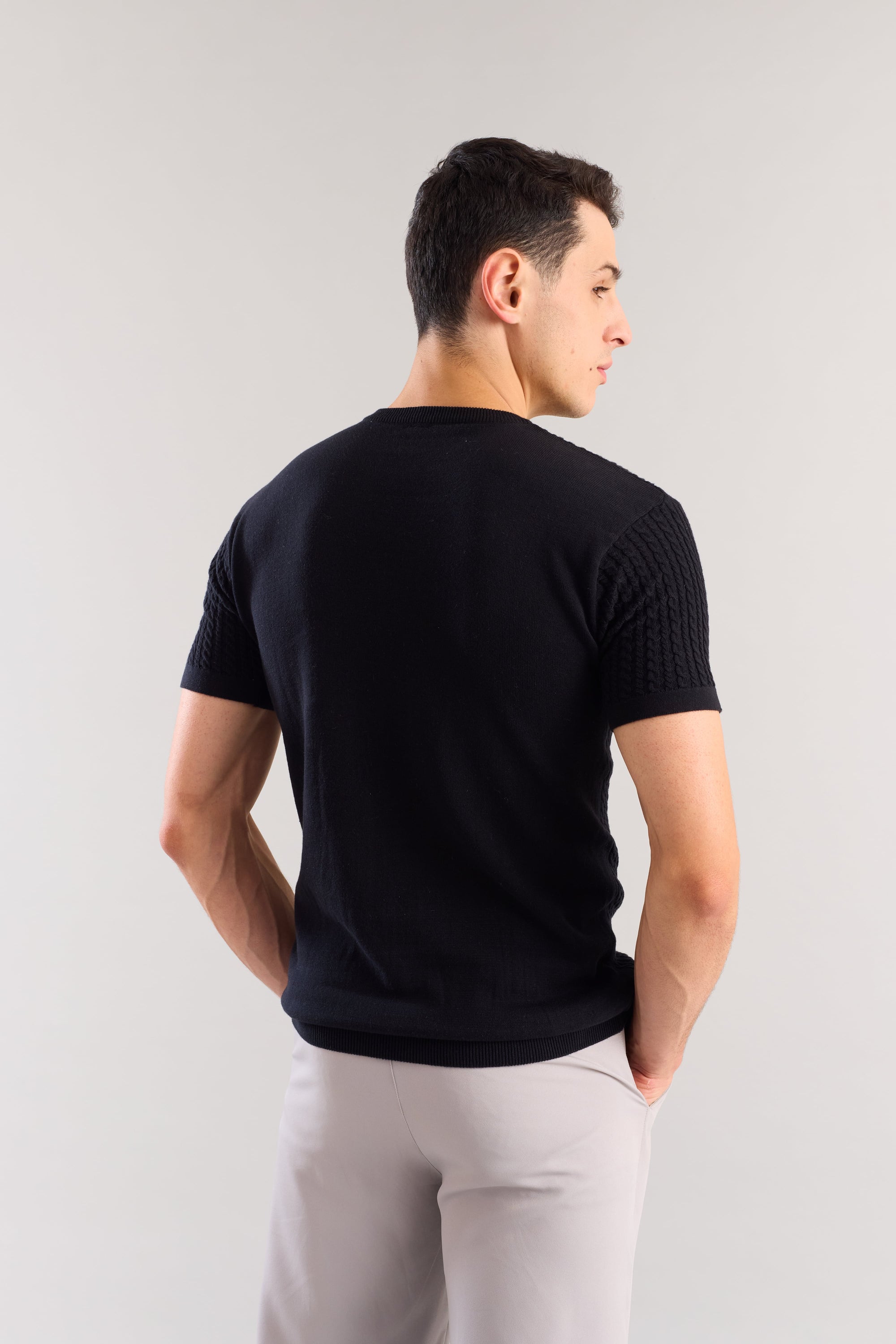 Black Cabel Knit T-Shirt