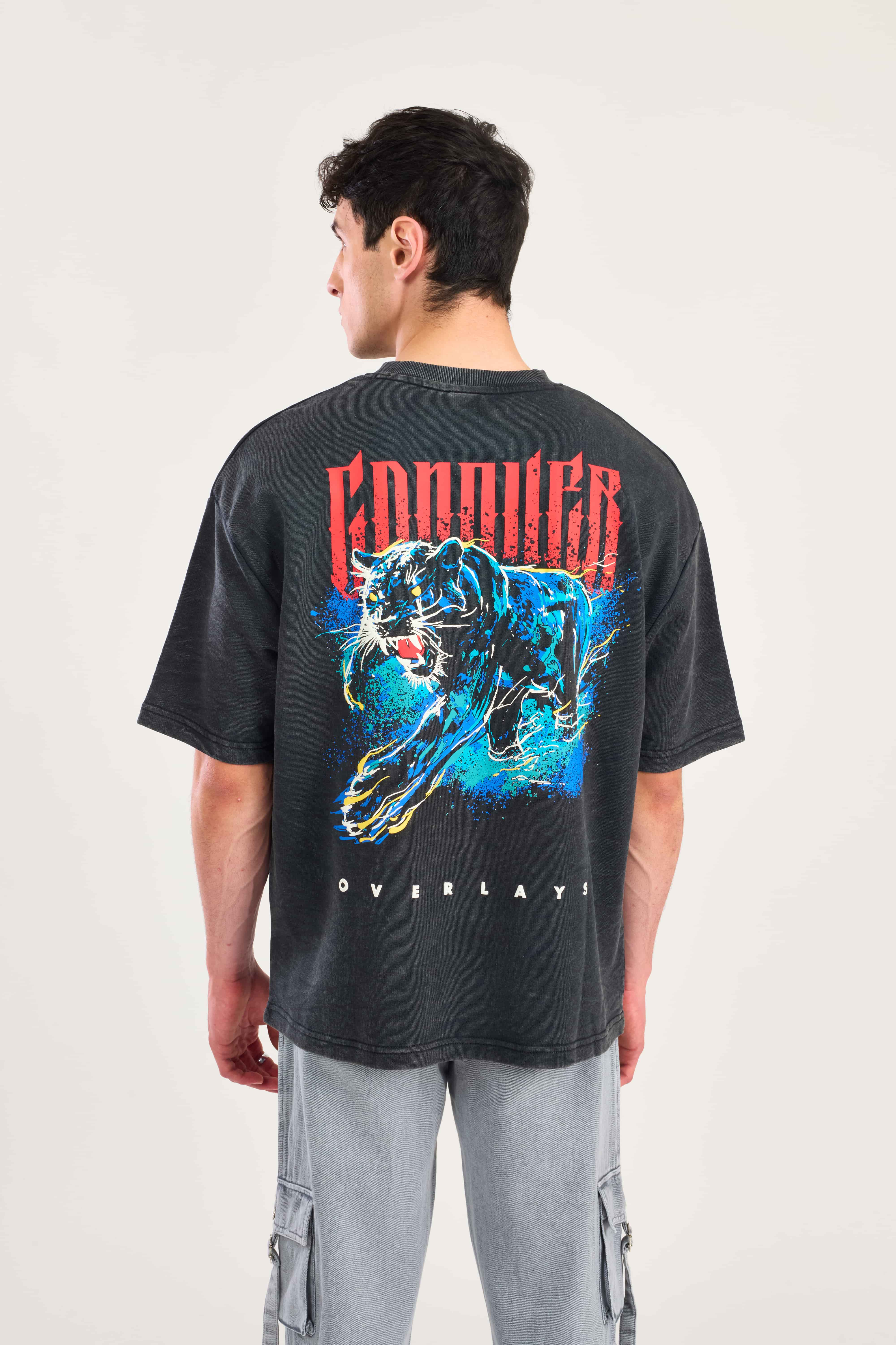 Panther Distressed Fade Heavy Weight Oversized T-Shirt