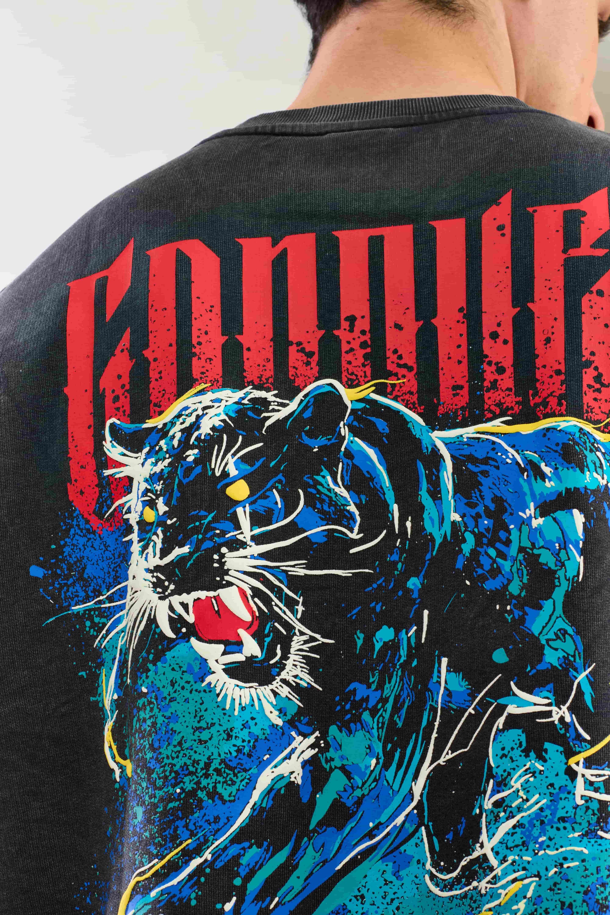 Panther Distressed Fade Heavy Weight Oversized T-Shirt