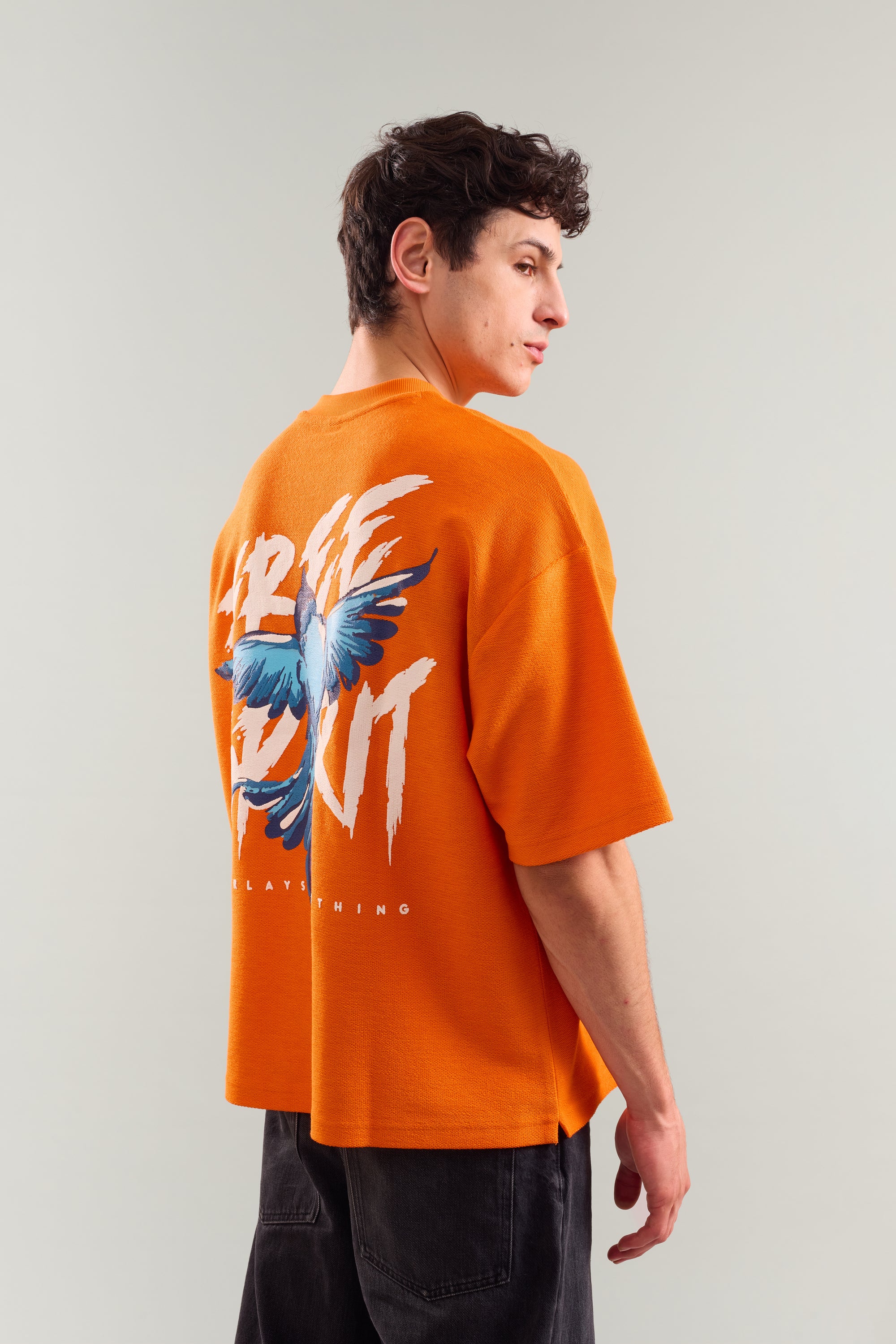 Textured Heavy Weight Free Spirit Arc Oversized Fit T-shirt