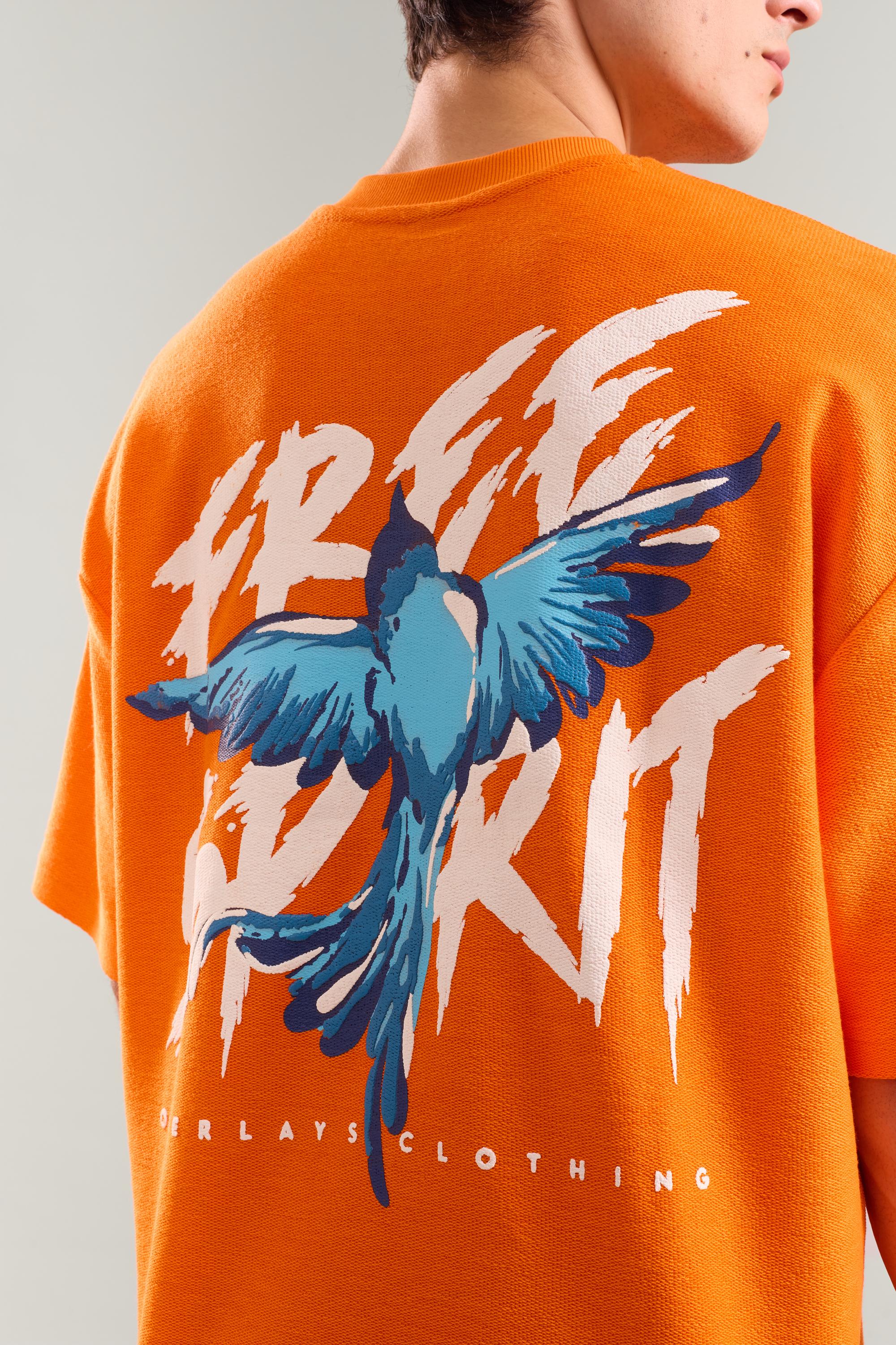 Textured Free Spirit Arc Oversized Fit T-shirt