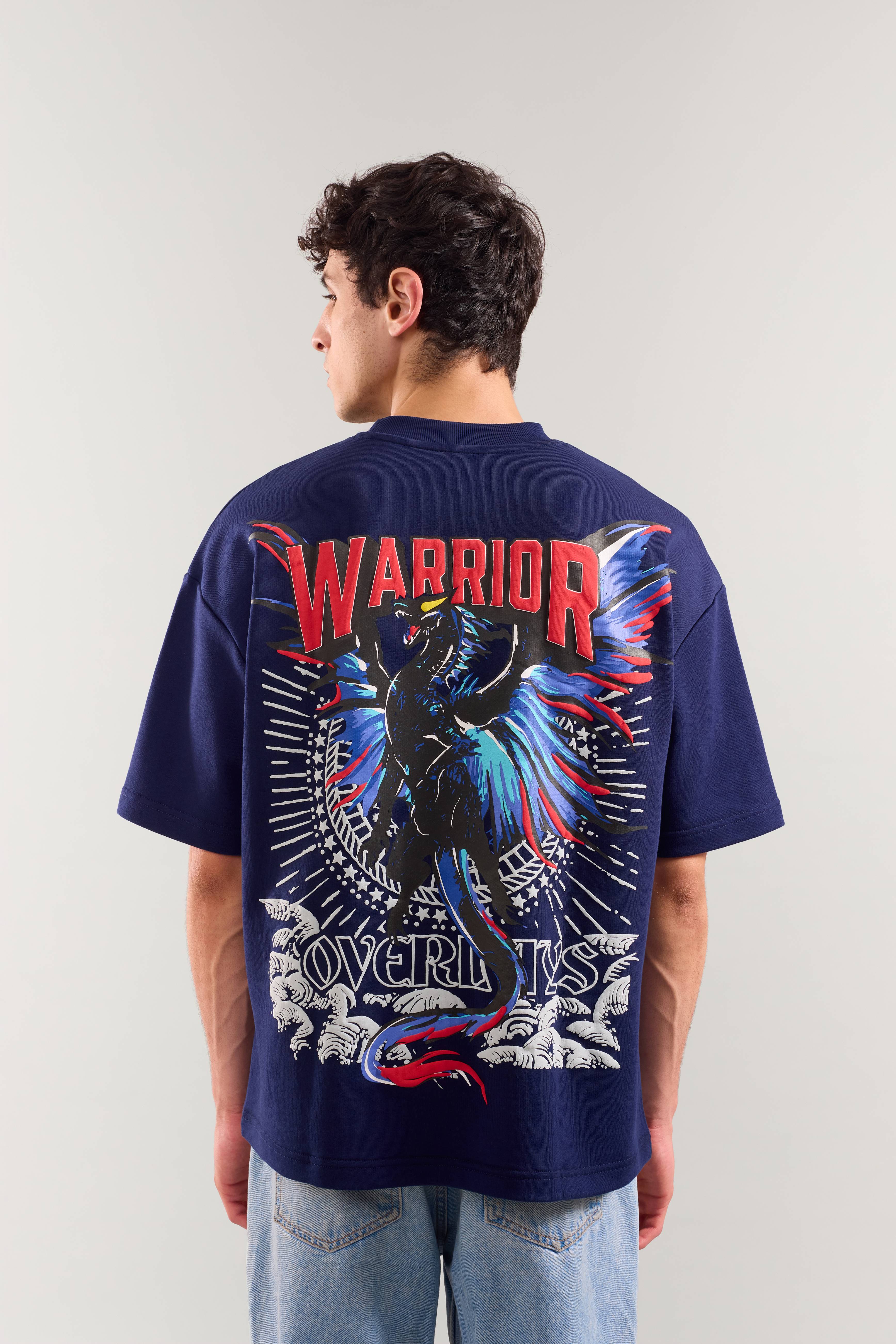Navy Warrior - Textured Warrior Arc Oversized T-shirt