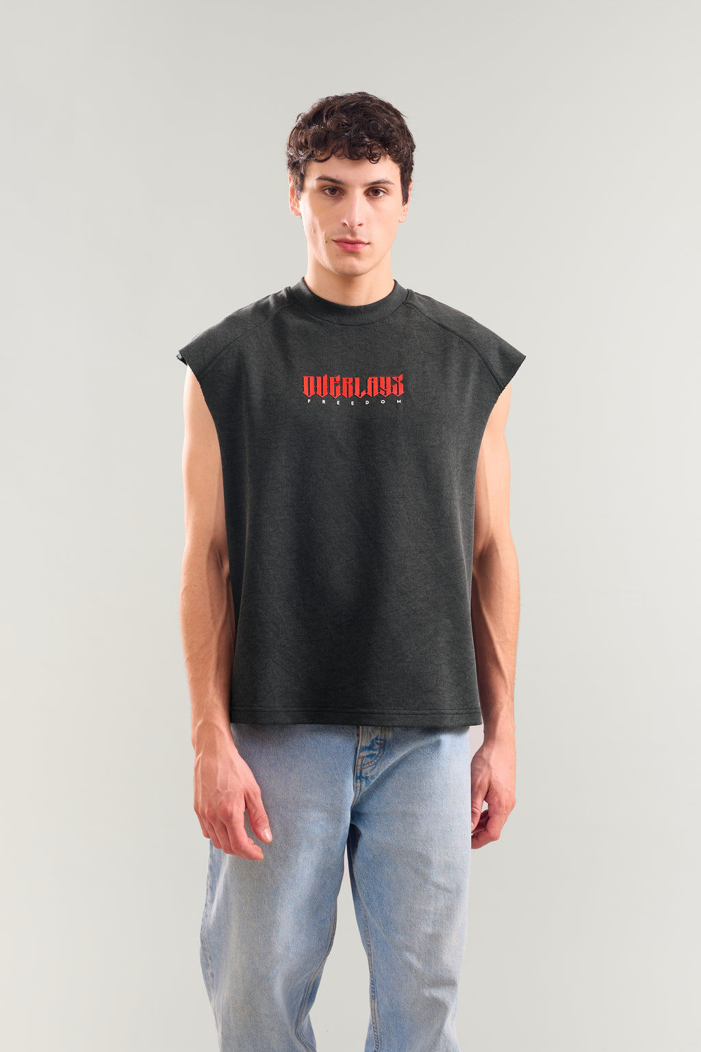 Hawk Eye Sleeveless Heavy Weight Acid Wash Tank Top With Raw Edges