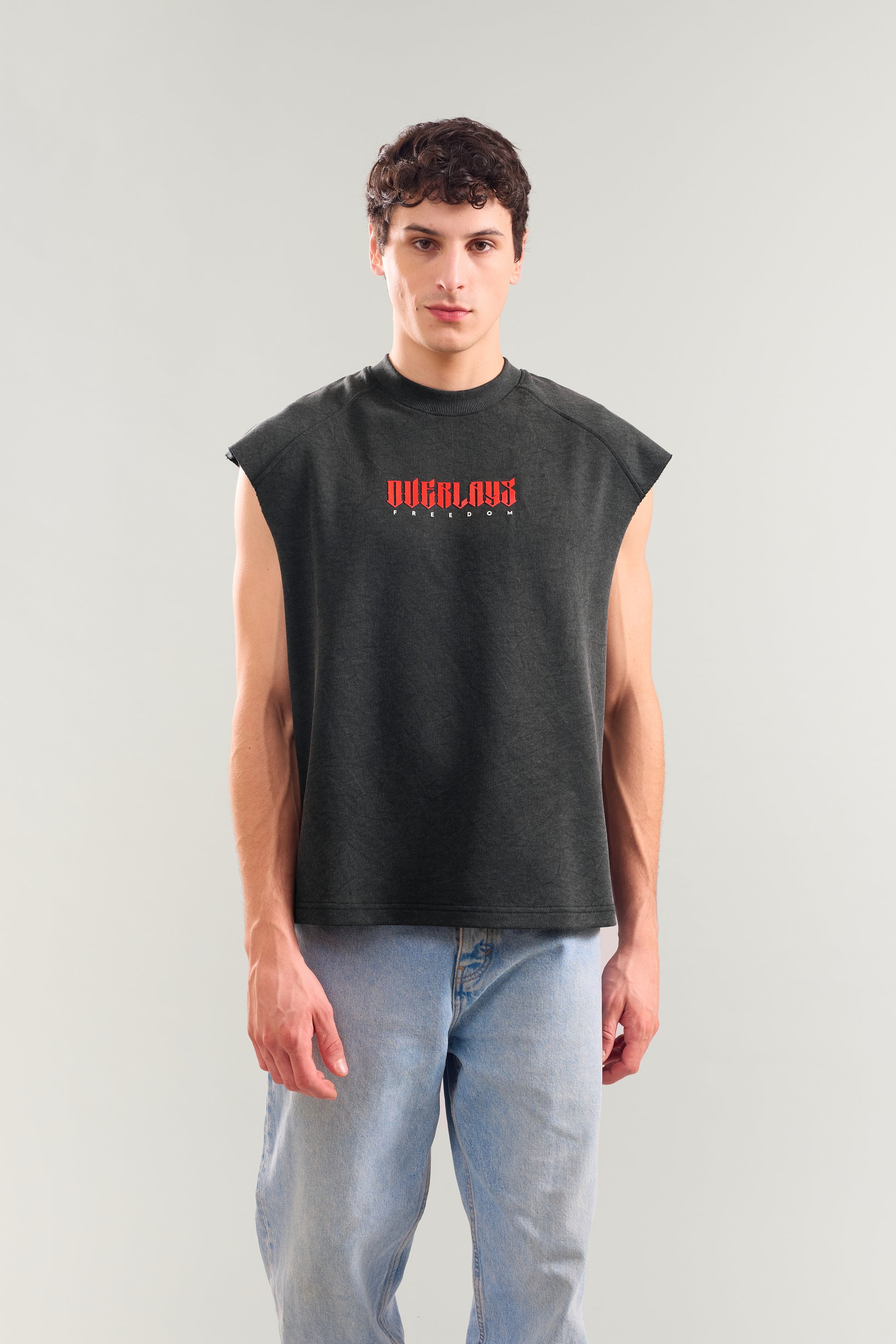 Hawk Eye Sleeveless Heavy Weight Acid Wash Tank Top With Raw Edges